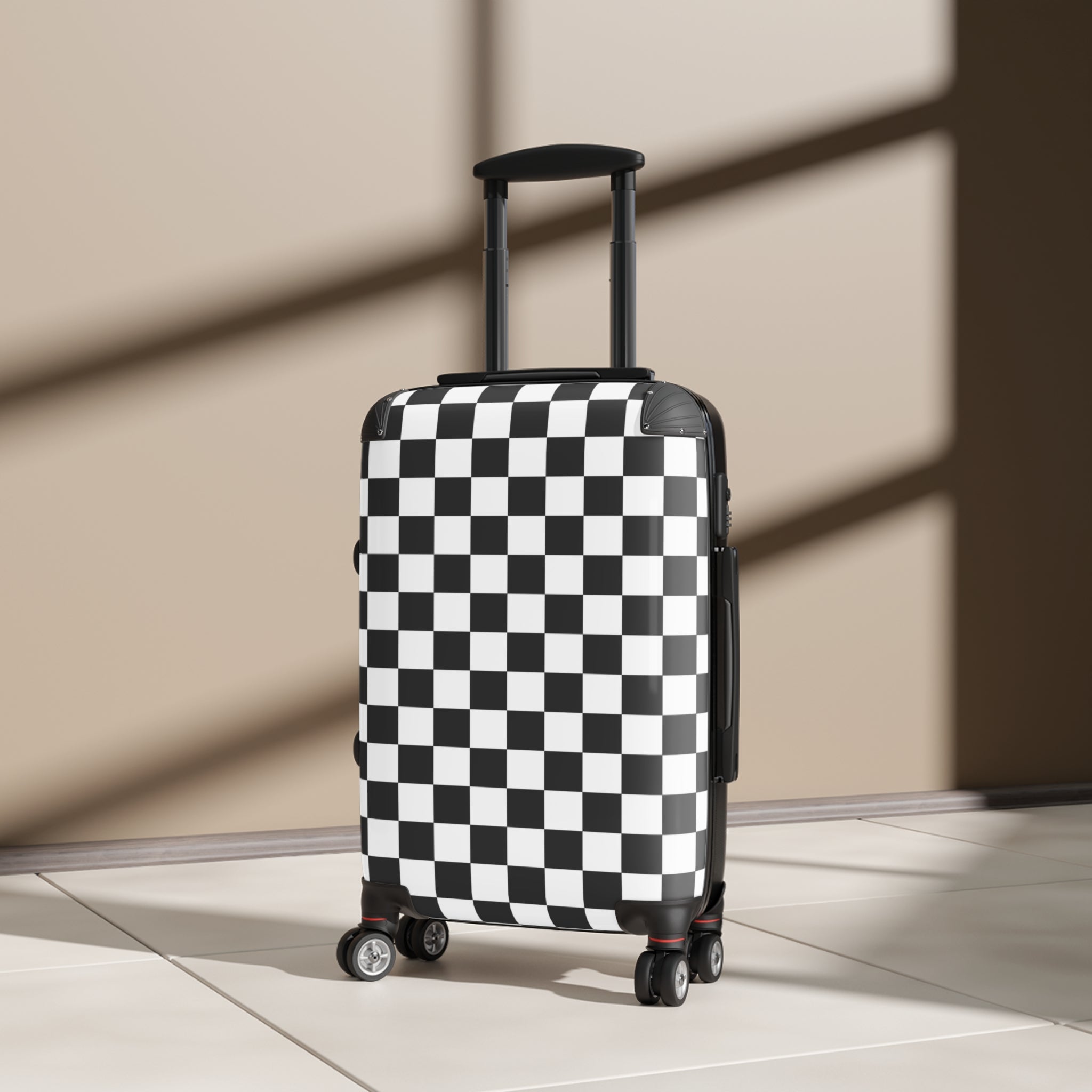 Checkerboard White and Black Suitcase, Artsulli - Art is Long, Life is Short, Bags, , , , , , , 