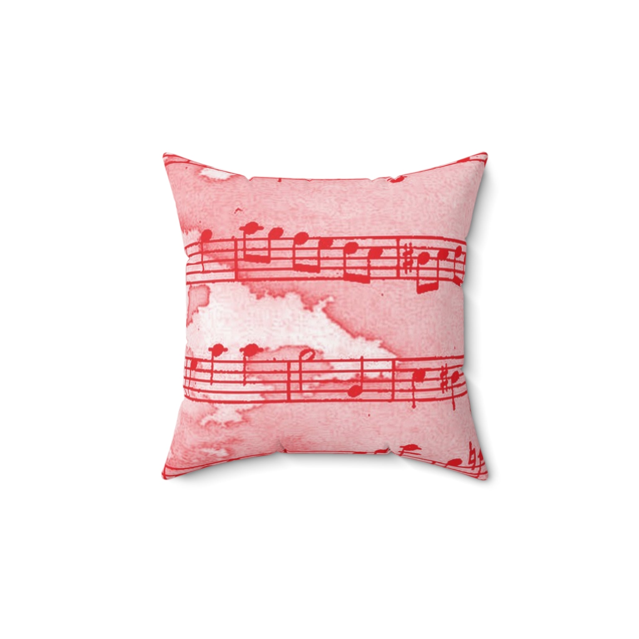 Drip Spill Type Beat Sheet Music Red Spun Polyester Square Pillow, Artsulli - Art is Long, Life is Short, Home Decor, Size, 14" × 14", , , , , 13567387762618268524