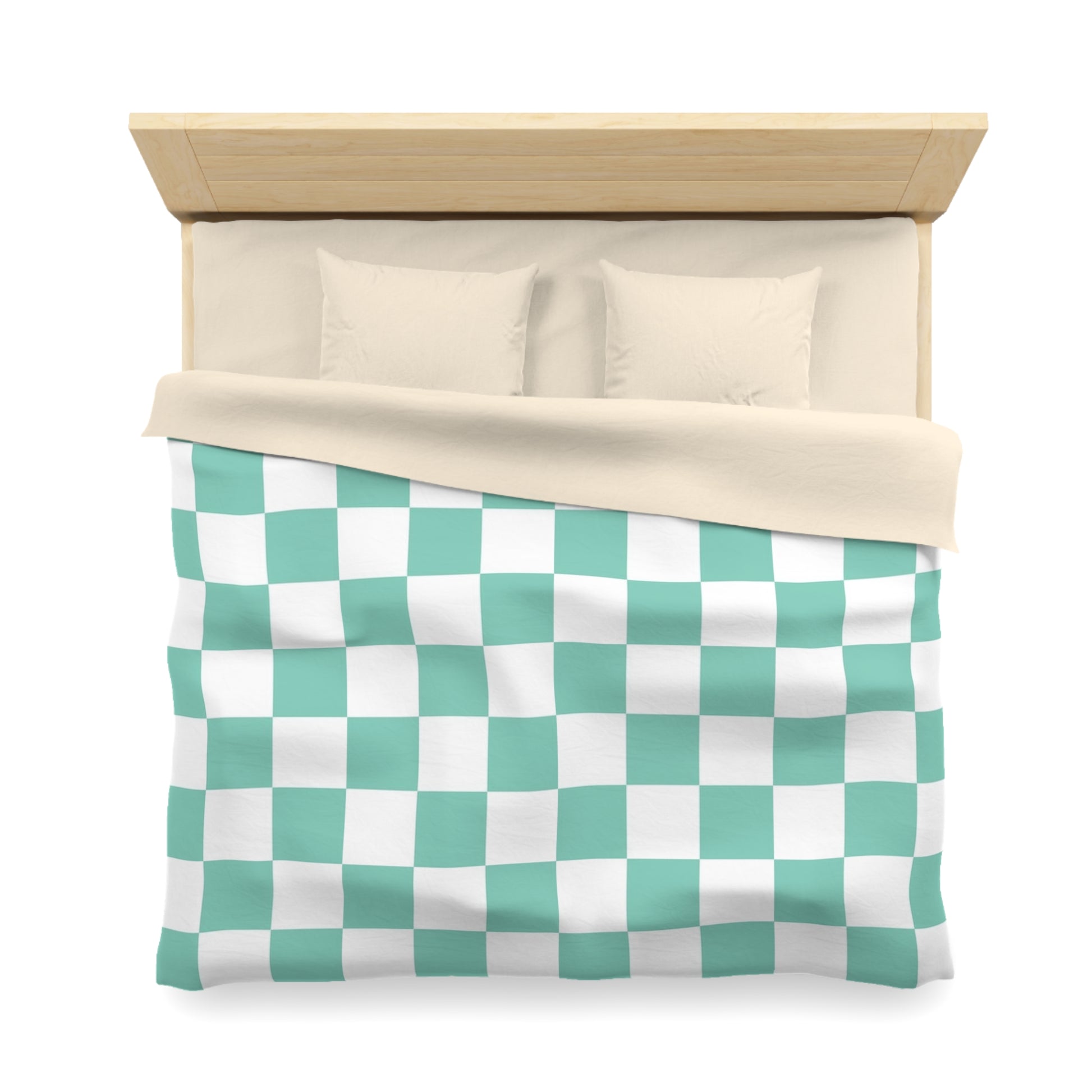 Checkerboard Light Green Microfiber Duvet Cover, Artsulli - Art is Long, Life is Short, Home Decor, , , , , , , 