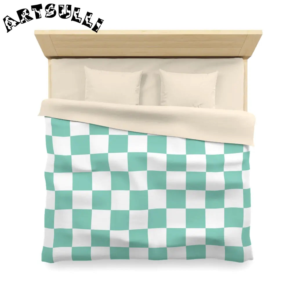 JAKKOUTTHEBXX Checkerboard Light Green Microfiber Duvet Cover