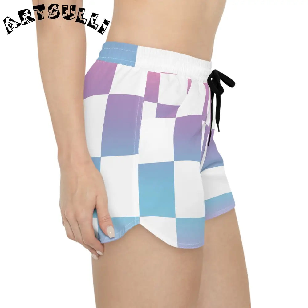 JAKKOUTTHEBXX Vaporwave Check Women’s Casual Shorts (AOP)