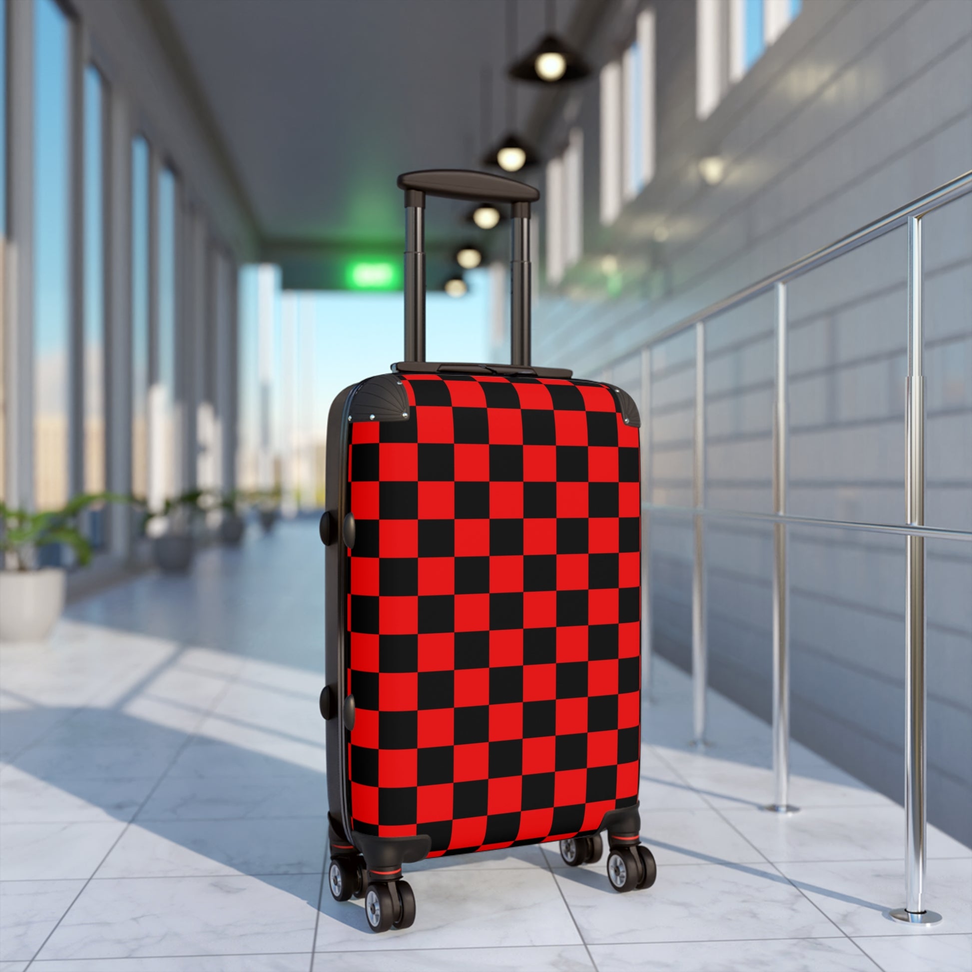 Checkerboard Red and Black Suitcase, Artsulli - Art is Long, Life is Short, Bags, , , , , , , 