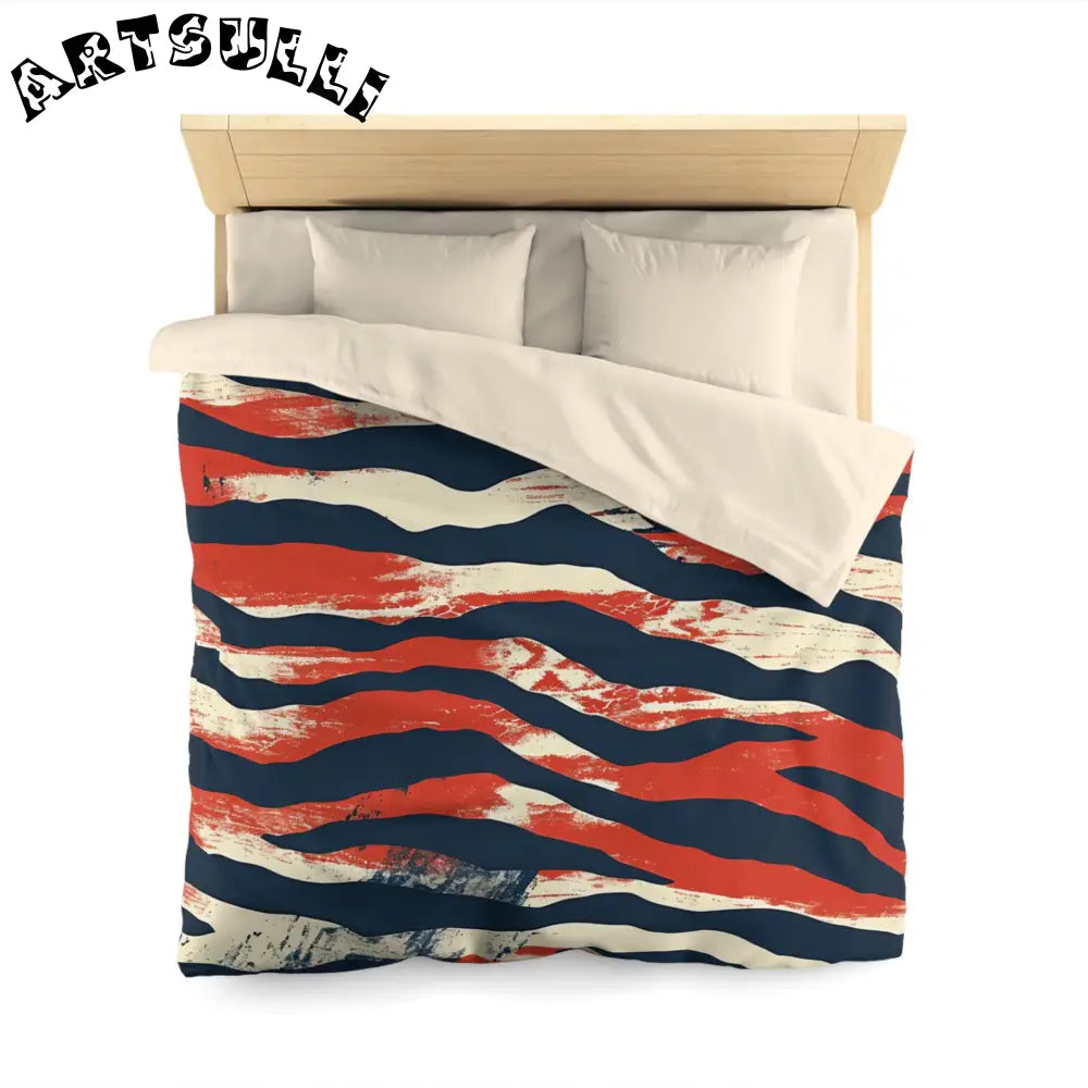 JAKKOUTTHEBXX Art Printed Abstract Striped Throw Blanket Red Navy