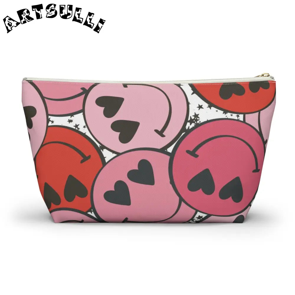 JAKKOUTTHEBXX Smiley Face x Heart Eyes Pink and Red Accessory Pouch