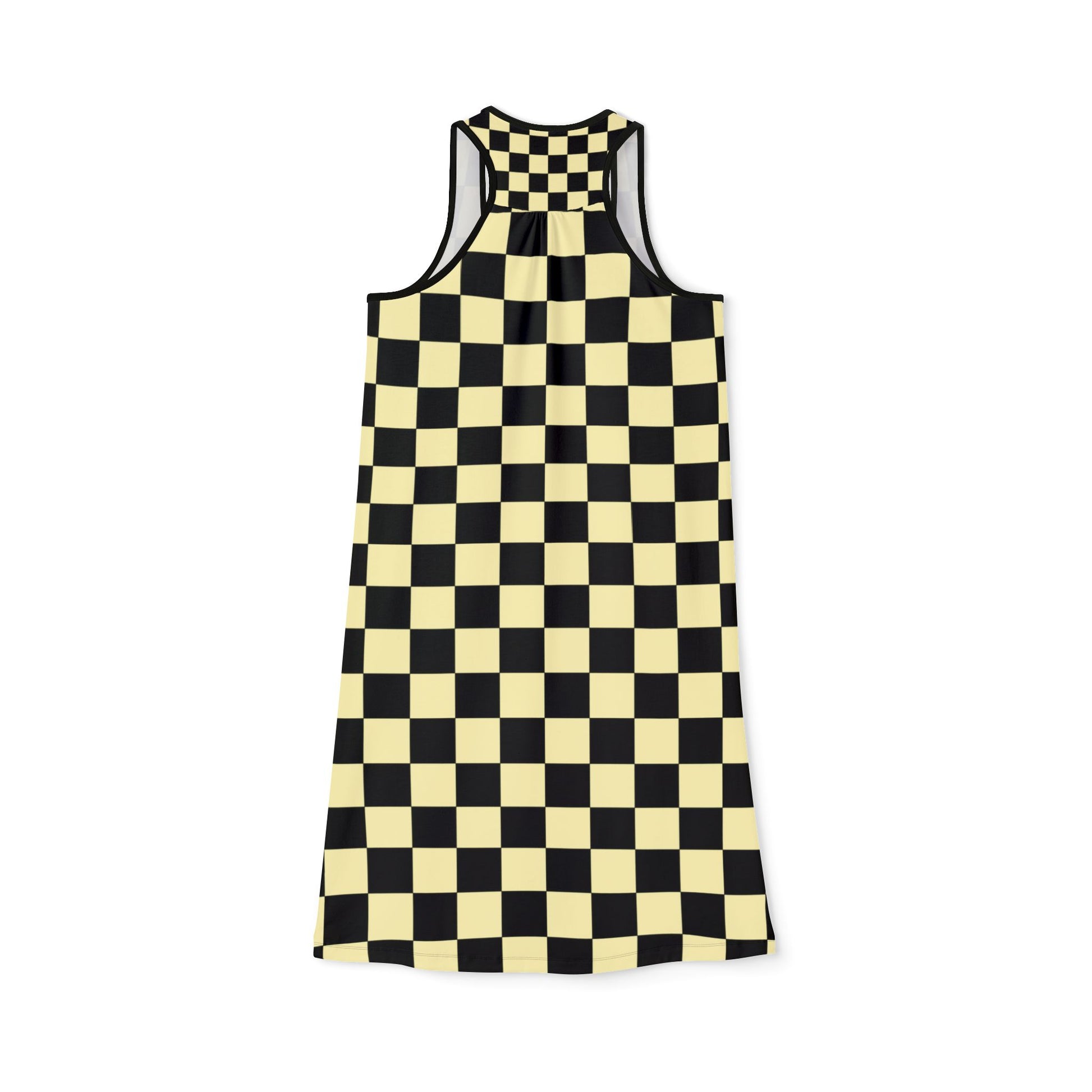 Checkerboard Black and Yellow Women's Racerback Dress (AOP), Artsulli - Art is Long, Life is Short, Tank Top, , , , , , , 