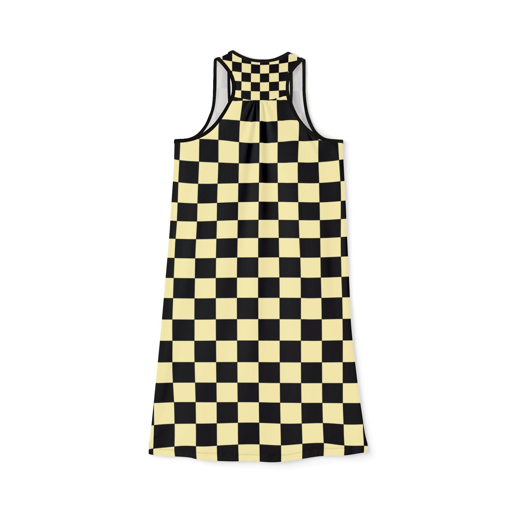 Checkerboard Black and Yellow Women's Racerback Dress (AOP), Artsulli - Art is Long, Life is Short, Tank Top, , , , , , , 