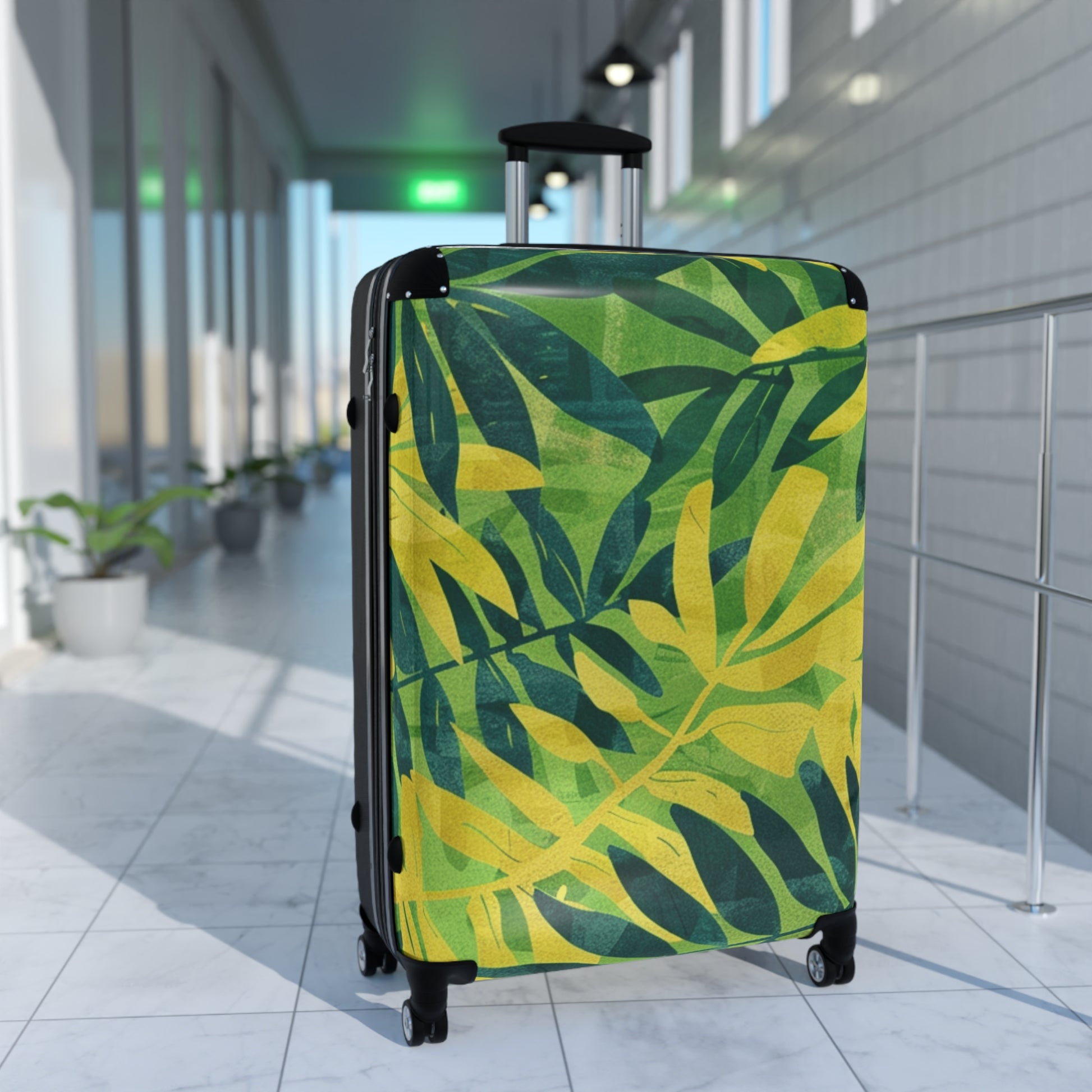 Green Leaf x Yellow Leaf x Tropical x Jungle Suitcase, Artsulli - Art is Long, Life is Short, Bags, , , , , , , 