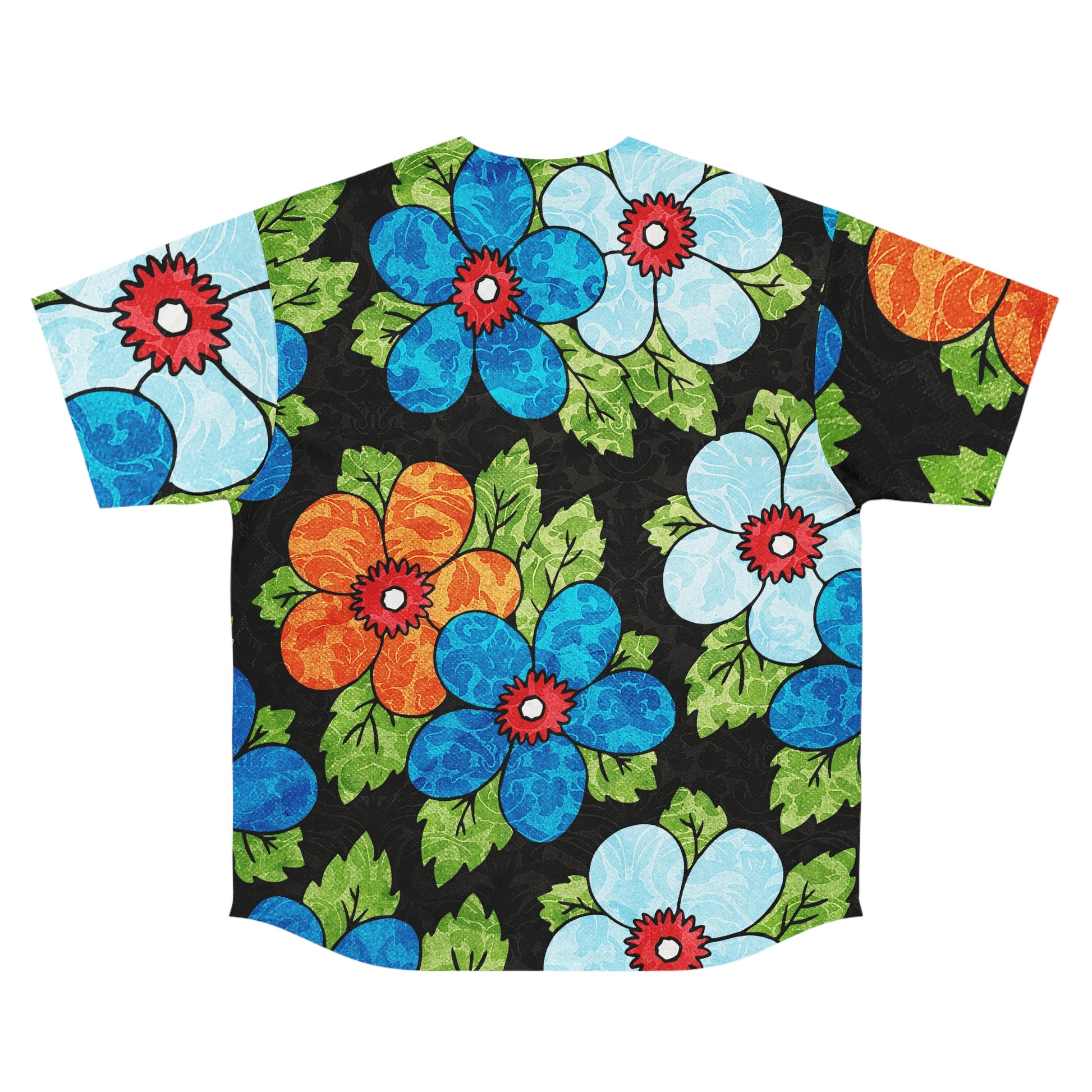 Groovy Black Floral Kl II Men's Baseball Jersey (AOP), Artsulli - Art is Long, Life is Short, All Over Prints, , , , , , , 