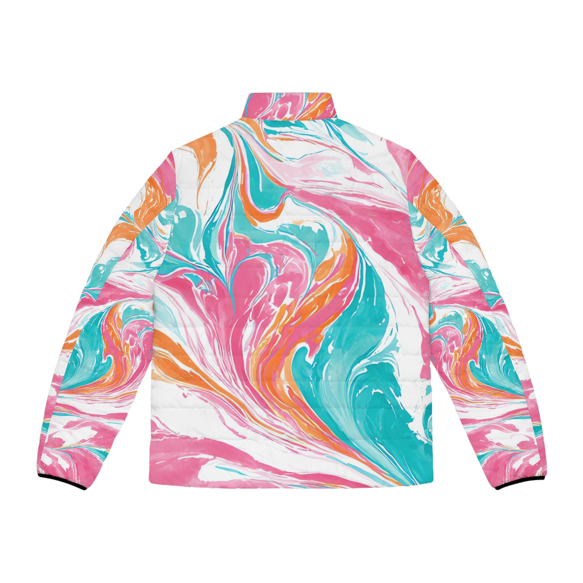 Liquid Pastel Spill Multi-Color  Men's Puffer Jacket (AOP), Artsulli - Art is Long, Life is Short, All Over Prints, , , , , , , 