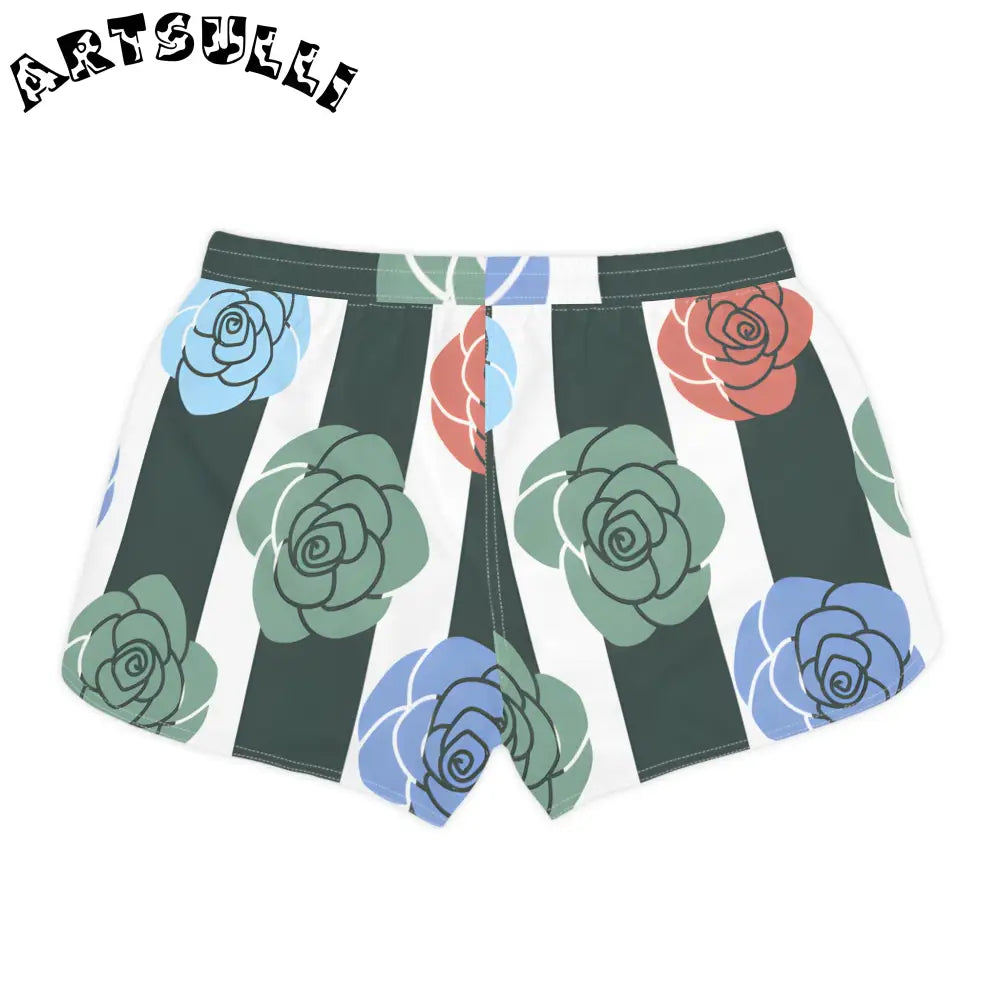 JAKKOUTTHEBXX Stripes x Roses Black and White Women’s Casual Shorts