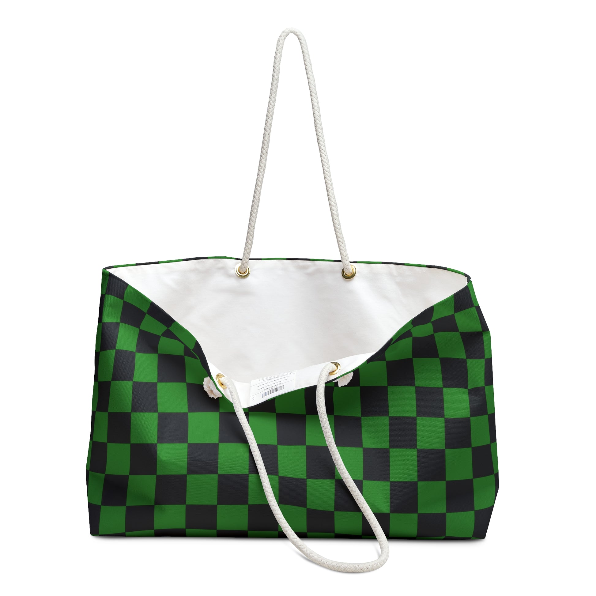 Checkerboard Green and Black Weekender Bag, Artsulli - Art is Long, Life is Short, Bags, , , , , , , 
