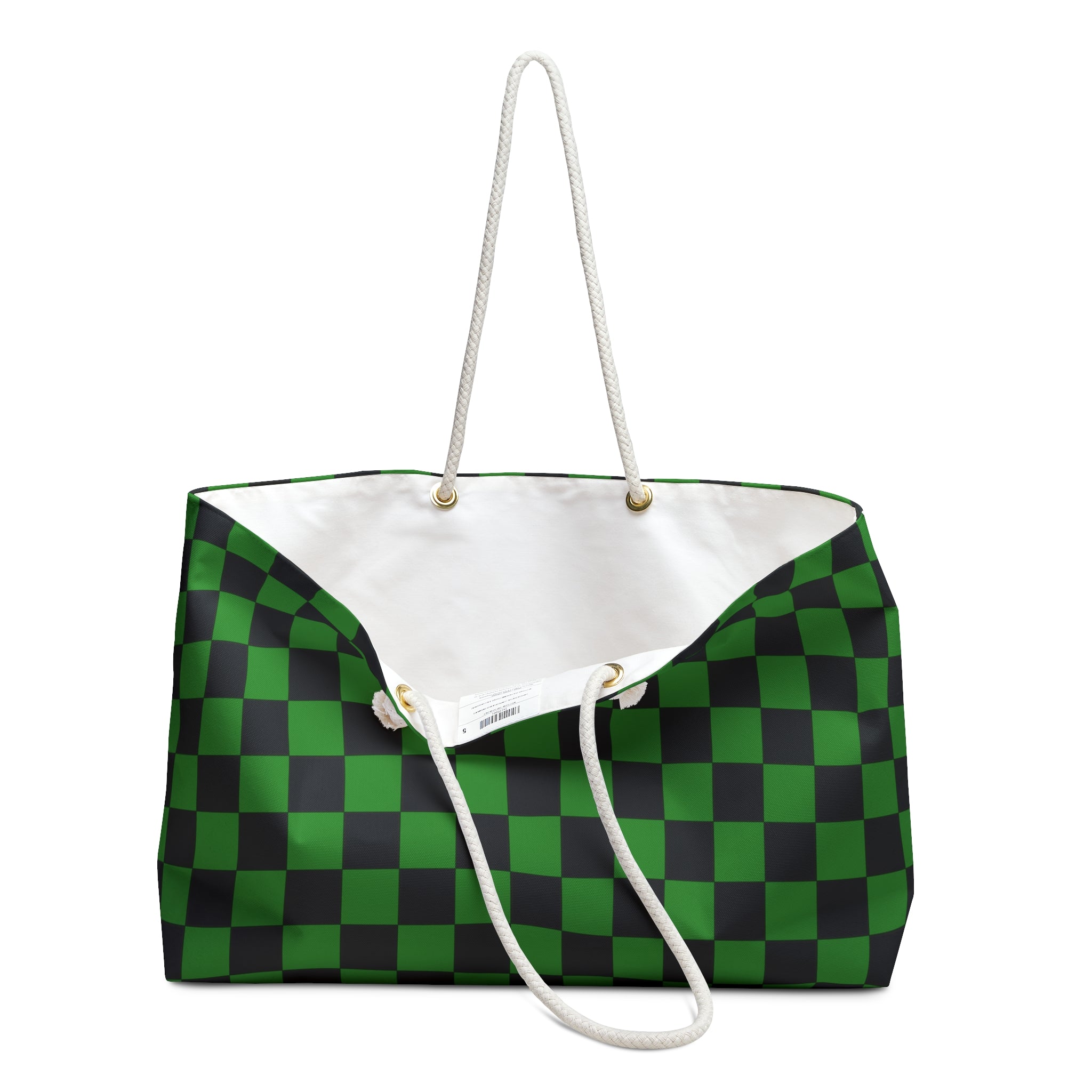 Checkerboard Green and Black Weekender Bag, Artsulli - Art is Long, Life is Short, Bags, , , , , , , 