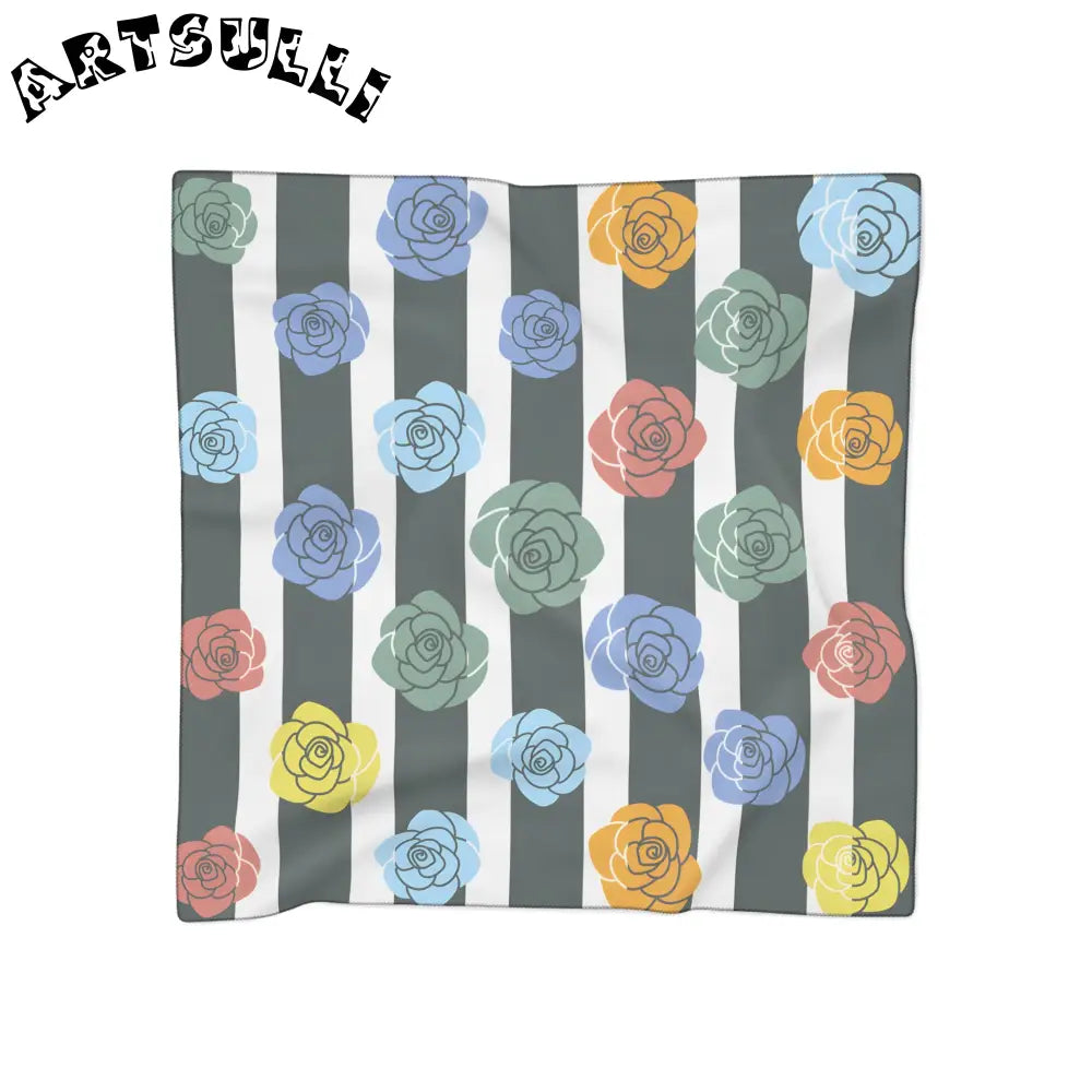 JAKKOUTTHEBXX Stripes x Roses II Black and White Poly Scarf