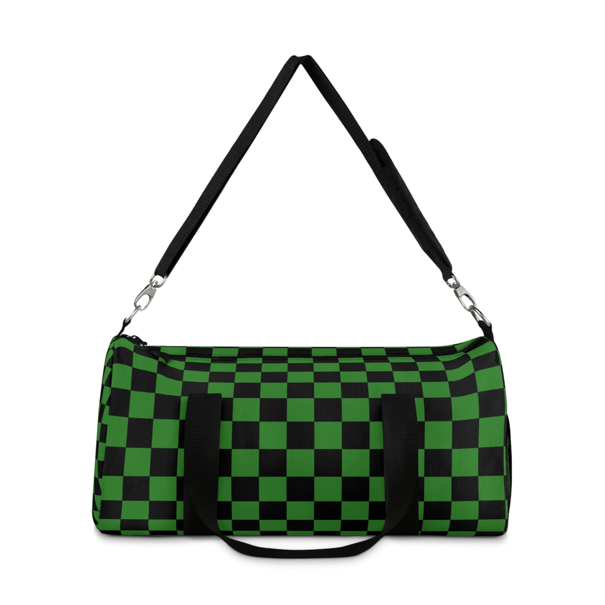 Checkerboard II Green and Black Duffel Bag, Artsulli - Art is Long, Life is Short, Bags, , , , , , , 