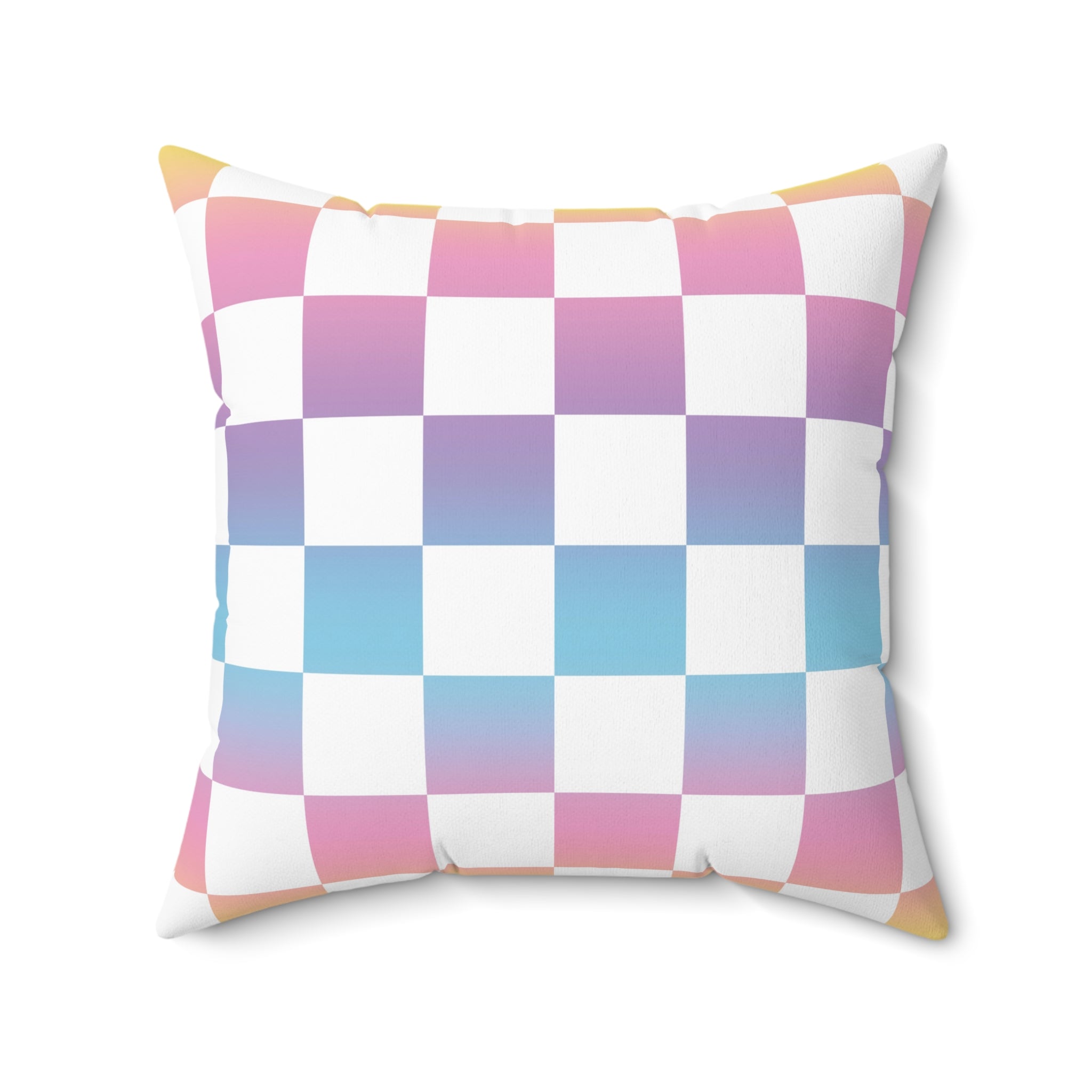 Vaporwave Check Spun Polyester Square Pillow, Artsulli - Art is Long, Life is Short, Home Decor, Size, 20" × 20", , , , , 16379139645943380369