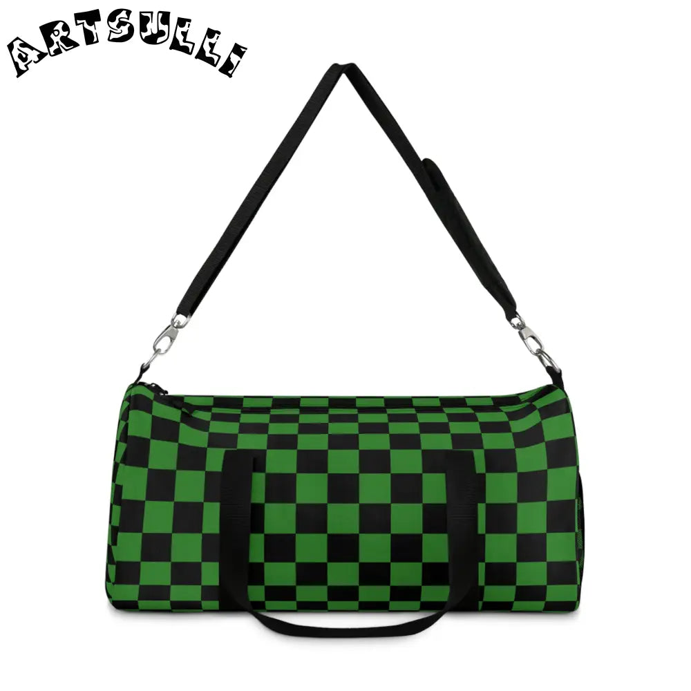 JAKKOUTTHEBXX Checkerboard II Green and Black Duffel Bag