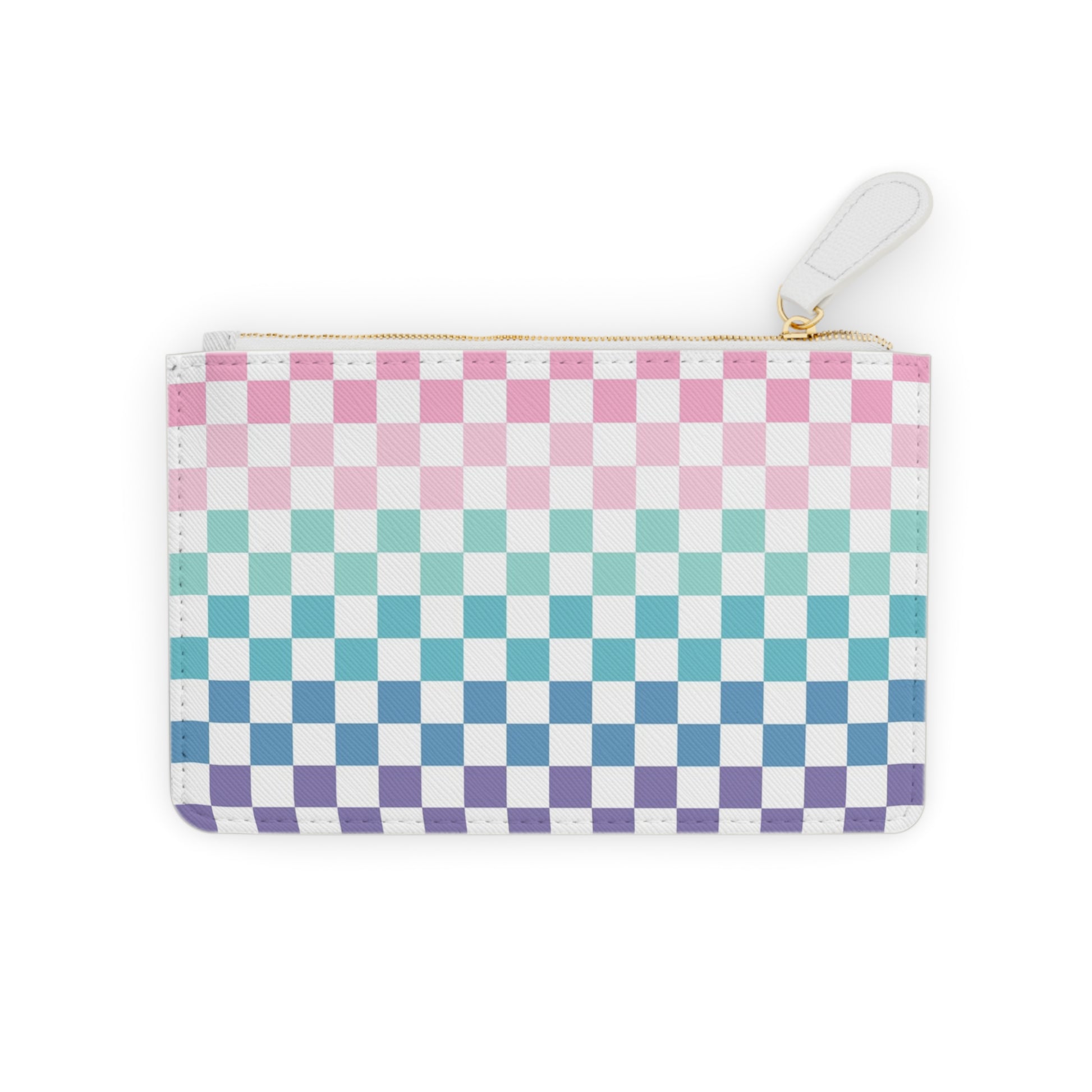 Vaporwave Rainbow  Checkerboard Multi-Color Mini Clutch Bag, Artsulli - Art is Long, Life is Short, Bags, Size, 6.3” x 4”, Color, White, , , 19126097340818917808