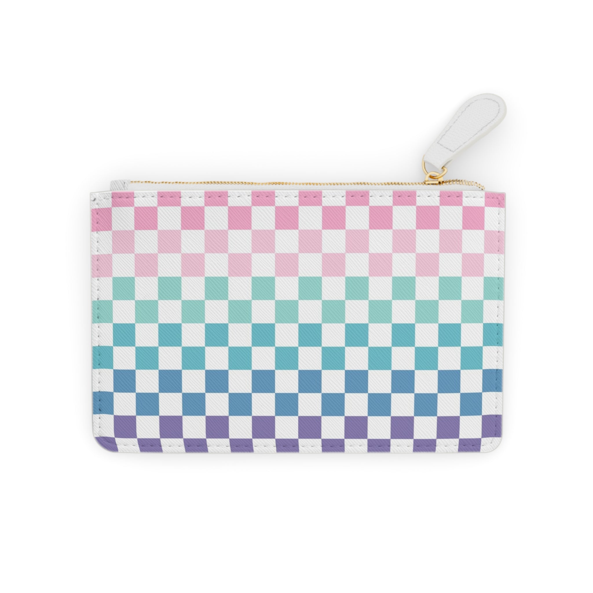 Vaporwave Rainbow  Checkerboard Multi-Color Mini Clutch Bag, Artsulli - Art is Long, Life is Short, Bags, Size, 6.3” x 4”, Color, White, , , 19126097340818917808