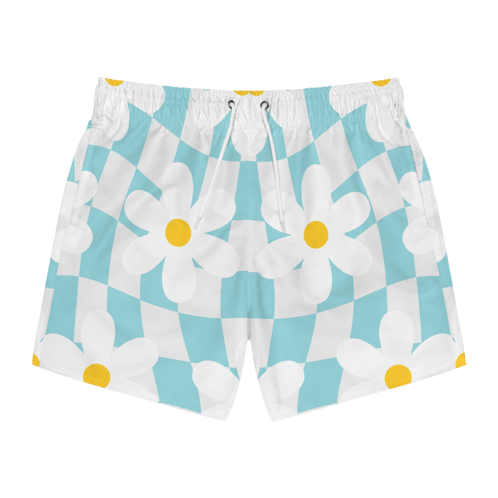 Trippy Check Garden Swim Trunks (AOP), Artsulli - Art is Long, Life is Short, All Over Prints, Size, XS, Color, Seam thread color automatically matched to design, , , 12589817844187107740