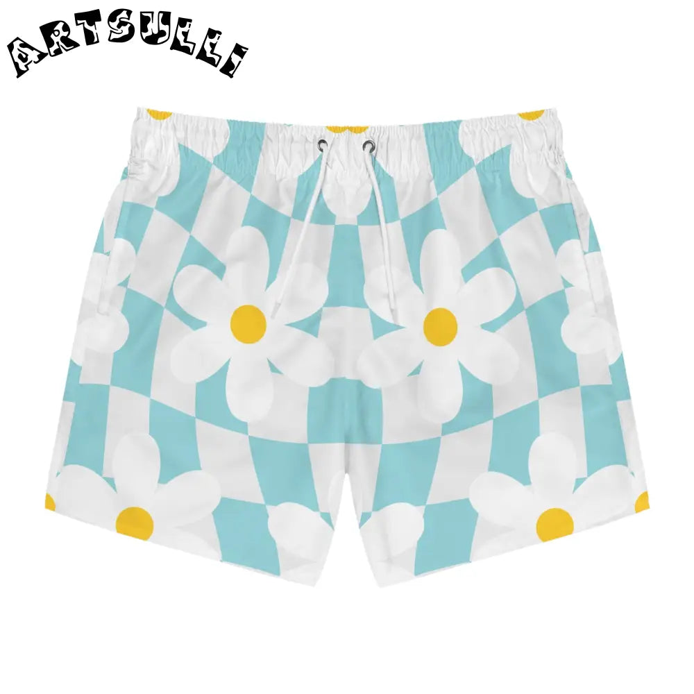 JAKKOUTTHEBXX Trippy Check Garden Swim Trunks (AOP) JAKKOUTTHEBXX