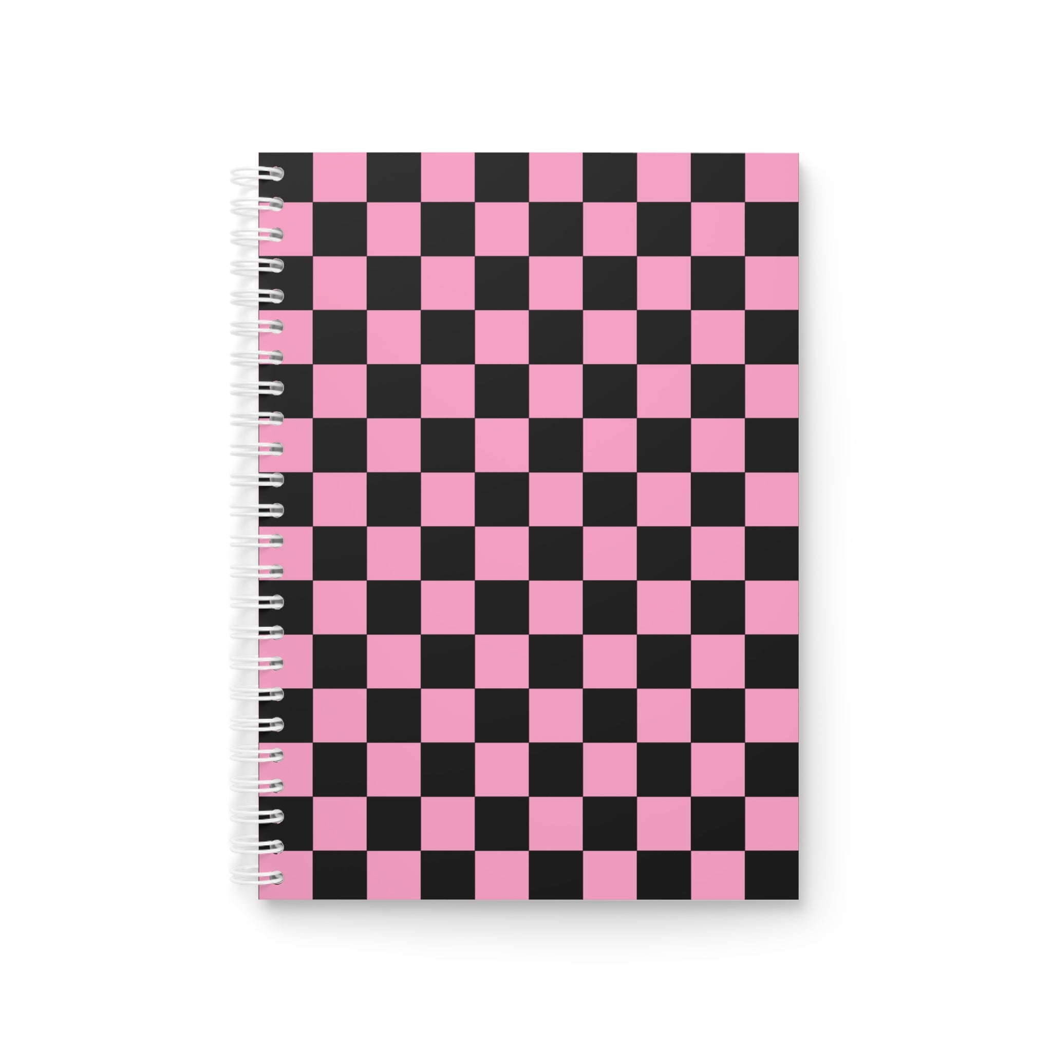 Checkerboard Black and Pink Spiral Notebook, Artsulli - Art is Long, Life is Short, Paper products, Size, One Size, , , , , 31232730821695885002