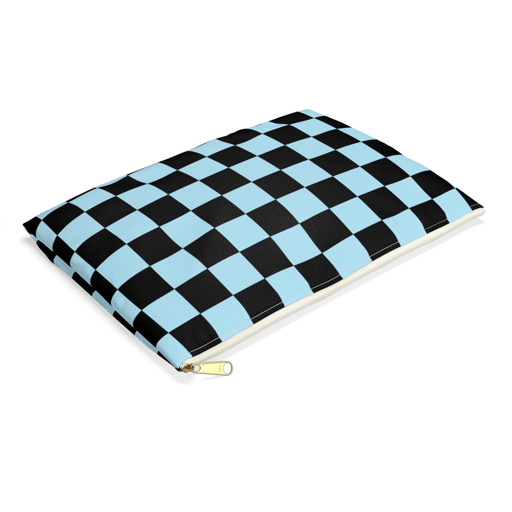 Checkerboard Black and Blue Accessory Pouch, Artsulli - Art is Long, Life is Short, Bags, , , , , , , 