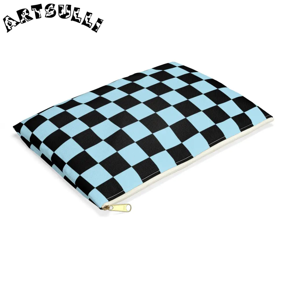 JAKKOUTTHEBXX Checkerboard Black and Blue Accessory Pouch