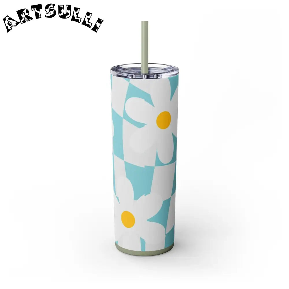 JAKKOUTTHEBXX Trippy Check Garden Skinny Tumbler with Straw 20oz