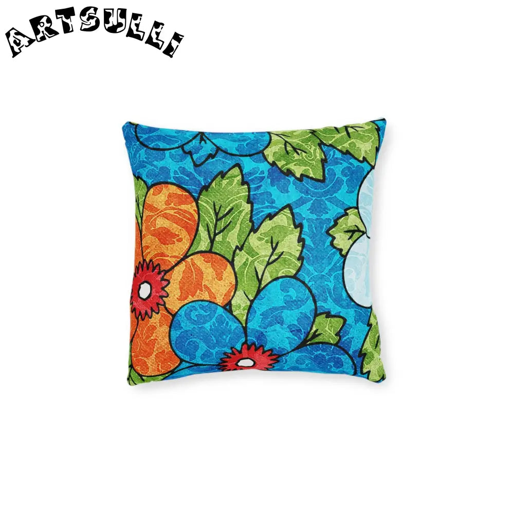 Blue Orange Groovy Square Pillow, Artsulli - Art is Long, Life is Short, Home Decor, Size, 12" × 12", , , , , 17800797675967762712