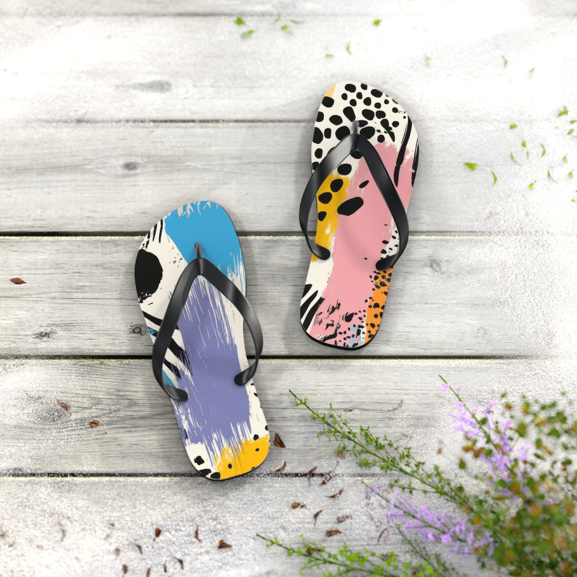 Rae Zebra Rhapsody II Flip Flops, Artsulli - Art is Long, Life is Short, Shoes, , , , , , , 