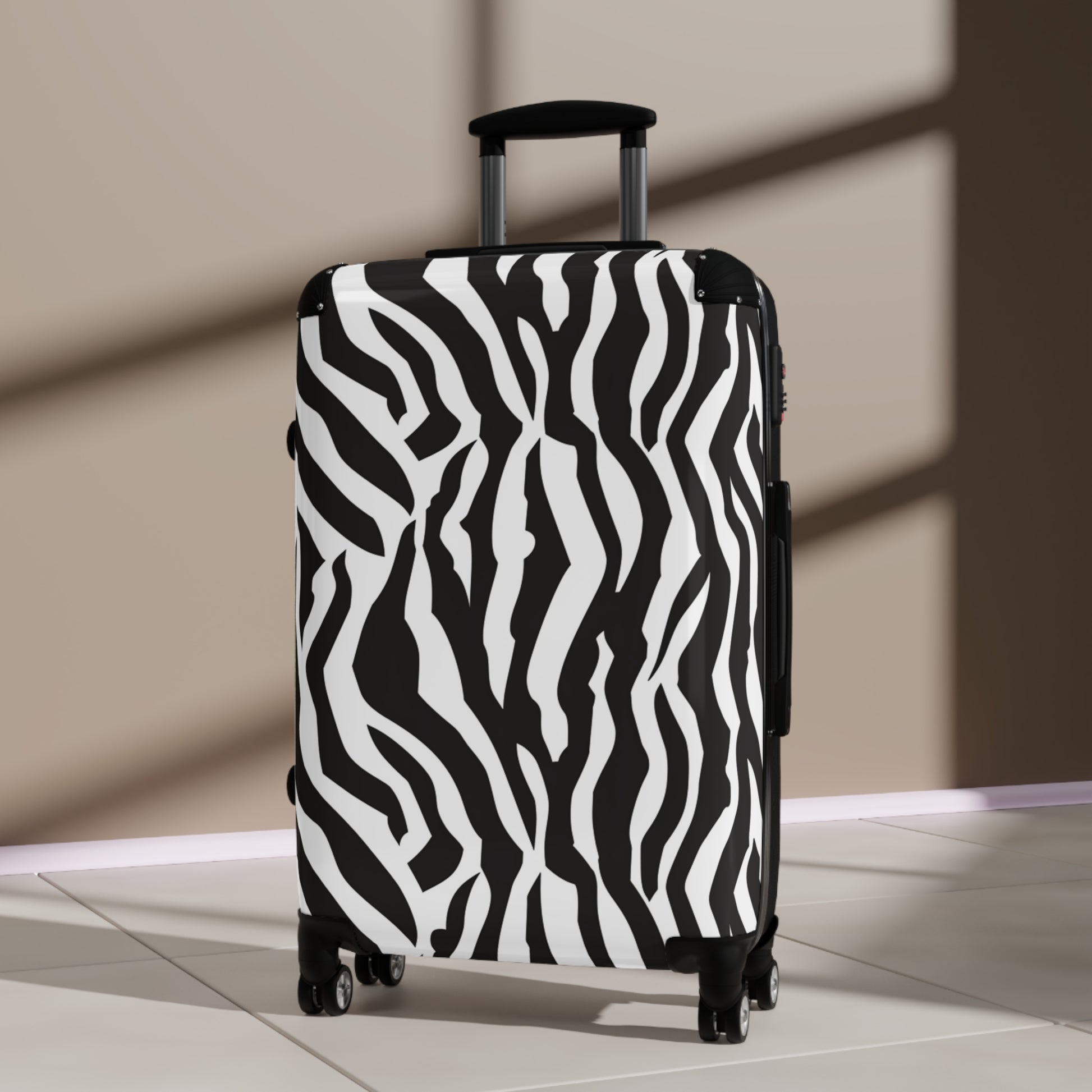 Black  White Drag Zebra Fabric Suitcase, Artsulli - Art is Long, Life is Short, Bags, , , , , , , 