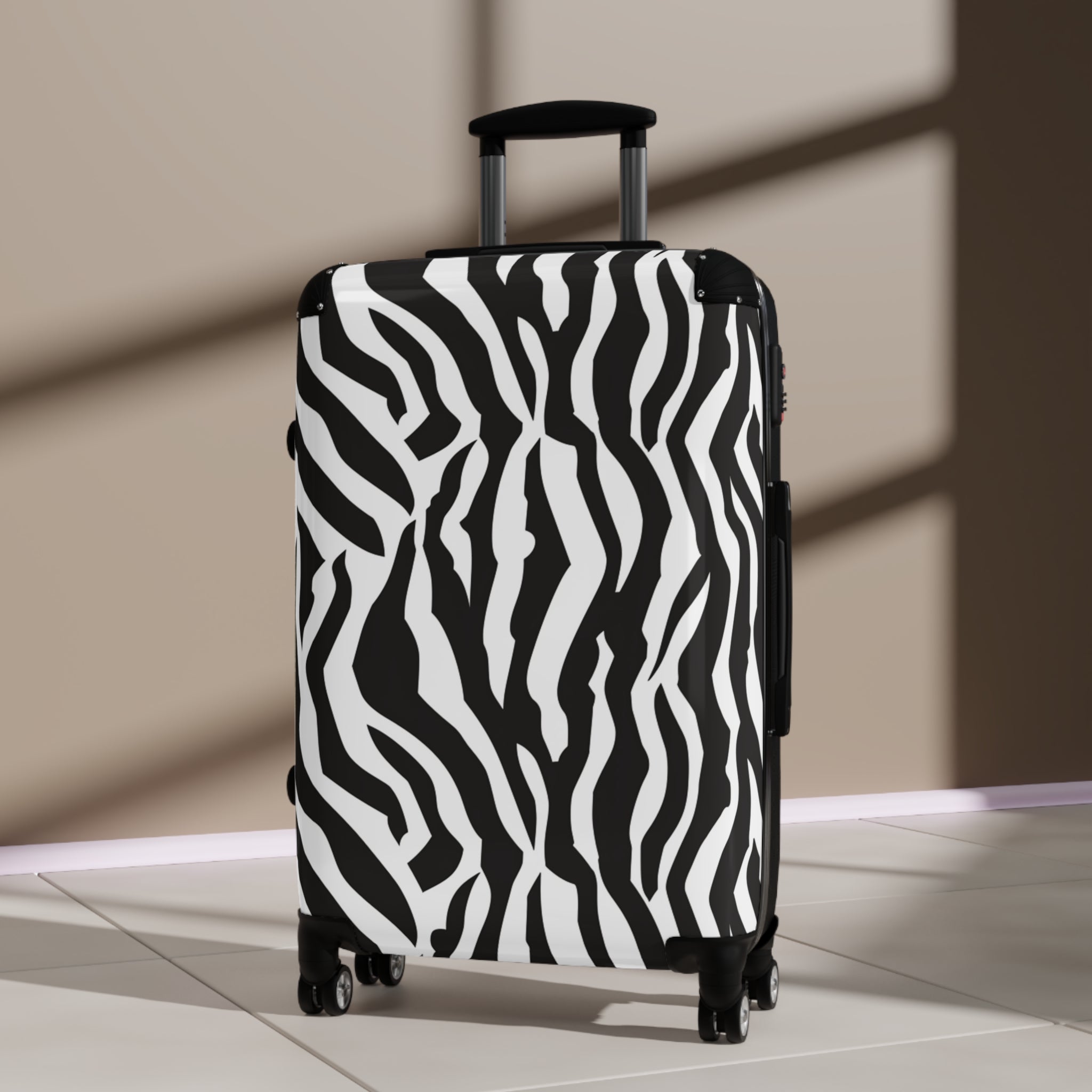 Black  White Drag Zebra Fabric Suitcase, Artsulli - Art is Long, Life is Short, Bags, , , , , , , 