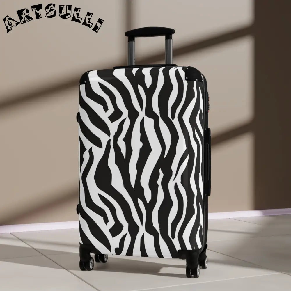 JAKKOUTTHEBXX Black and White Zebra Print Spinner Suitcase
