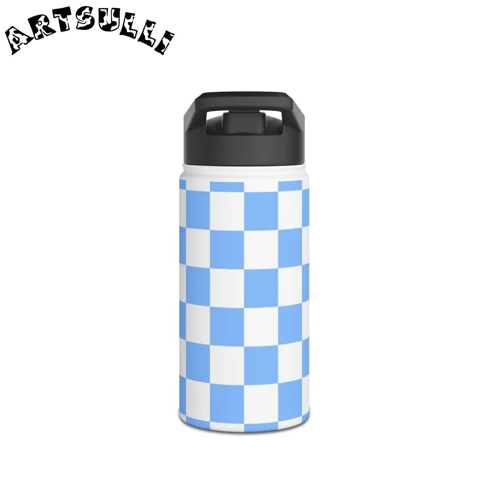 JAKKOUTTHEBXX Checkerboard White and Light Blue Stainless Steel