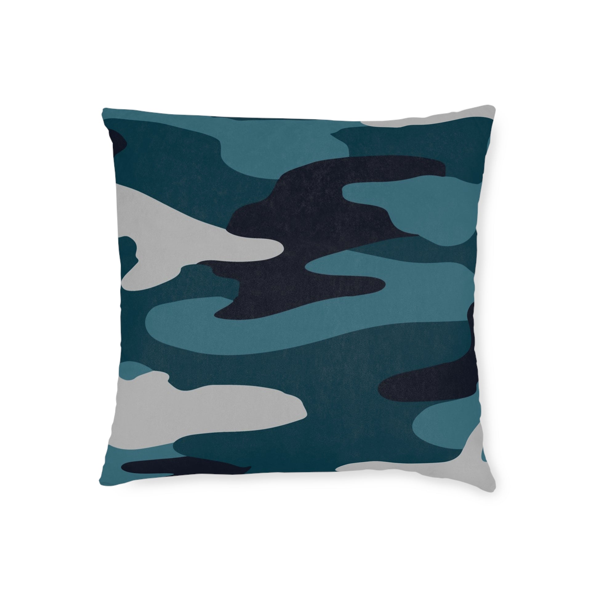 Blue Camouflage Square Pillow, Artsulli - Art is Long, Life is Short, Home Decor, Size, 18" × 18", , , , , 12008887418885