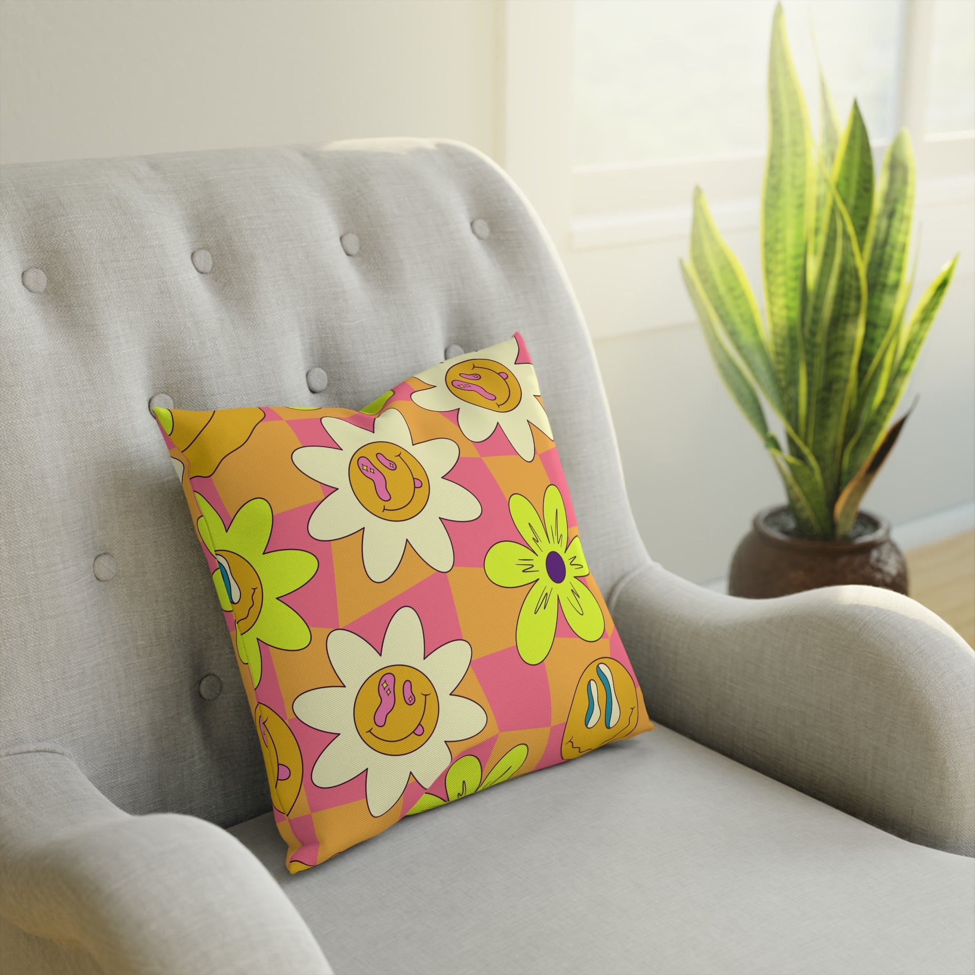Trippy Sour Face Rave Cushion, Artsulli - Art is Long, Life is Short, Home Decor, , , , , , , 