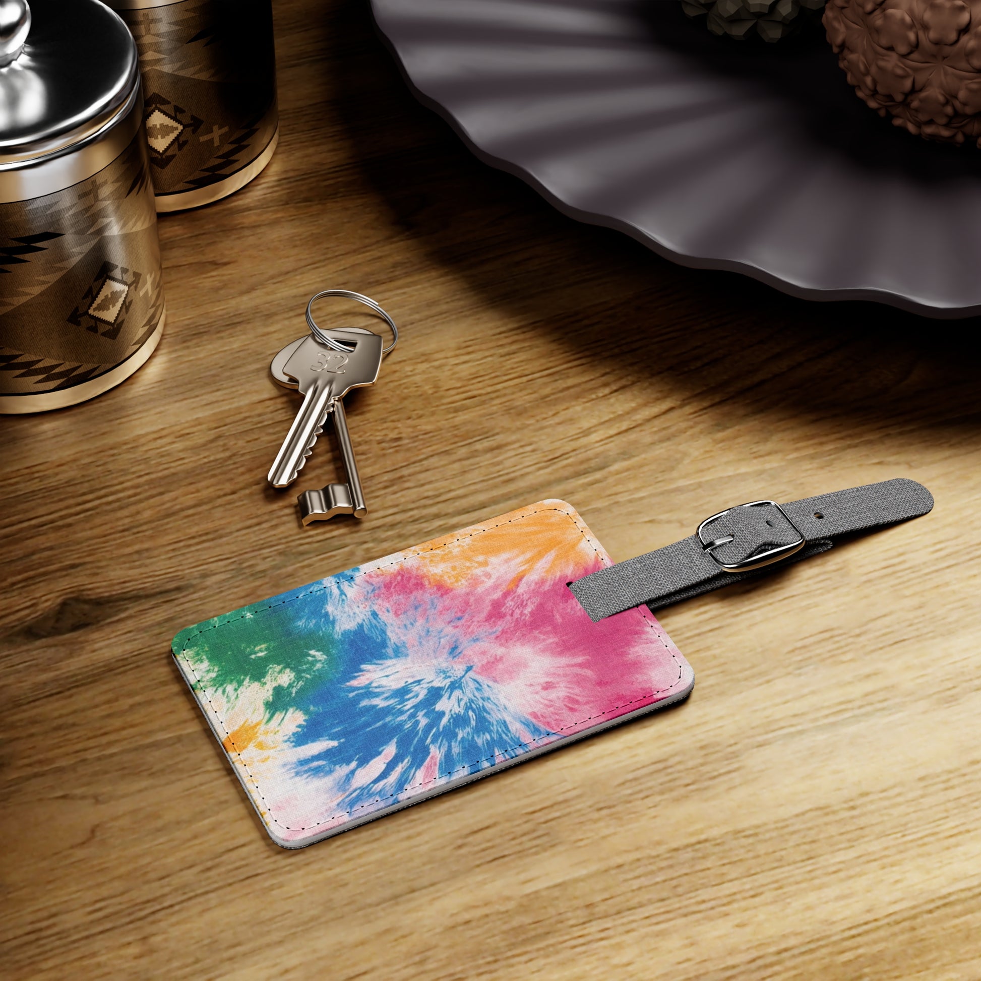 Tie Dye Splash Saffiano Polyester Luggage Tag, Rectangle, Artsulli - Art is Long, Life is Short, Accessories, , , , , , , 