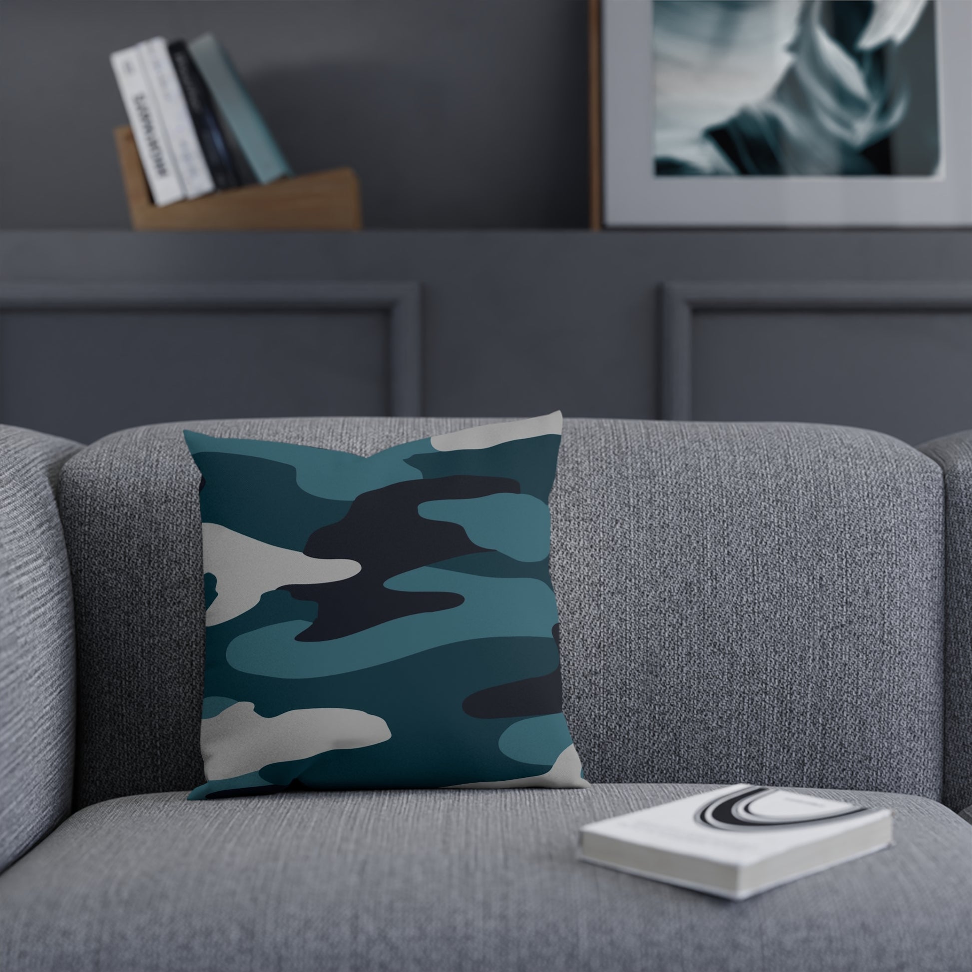 Blue Camouflage Cushion, Artsulli - Art is Long, Life is Short, Home Decor, , , , , , , 