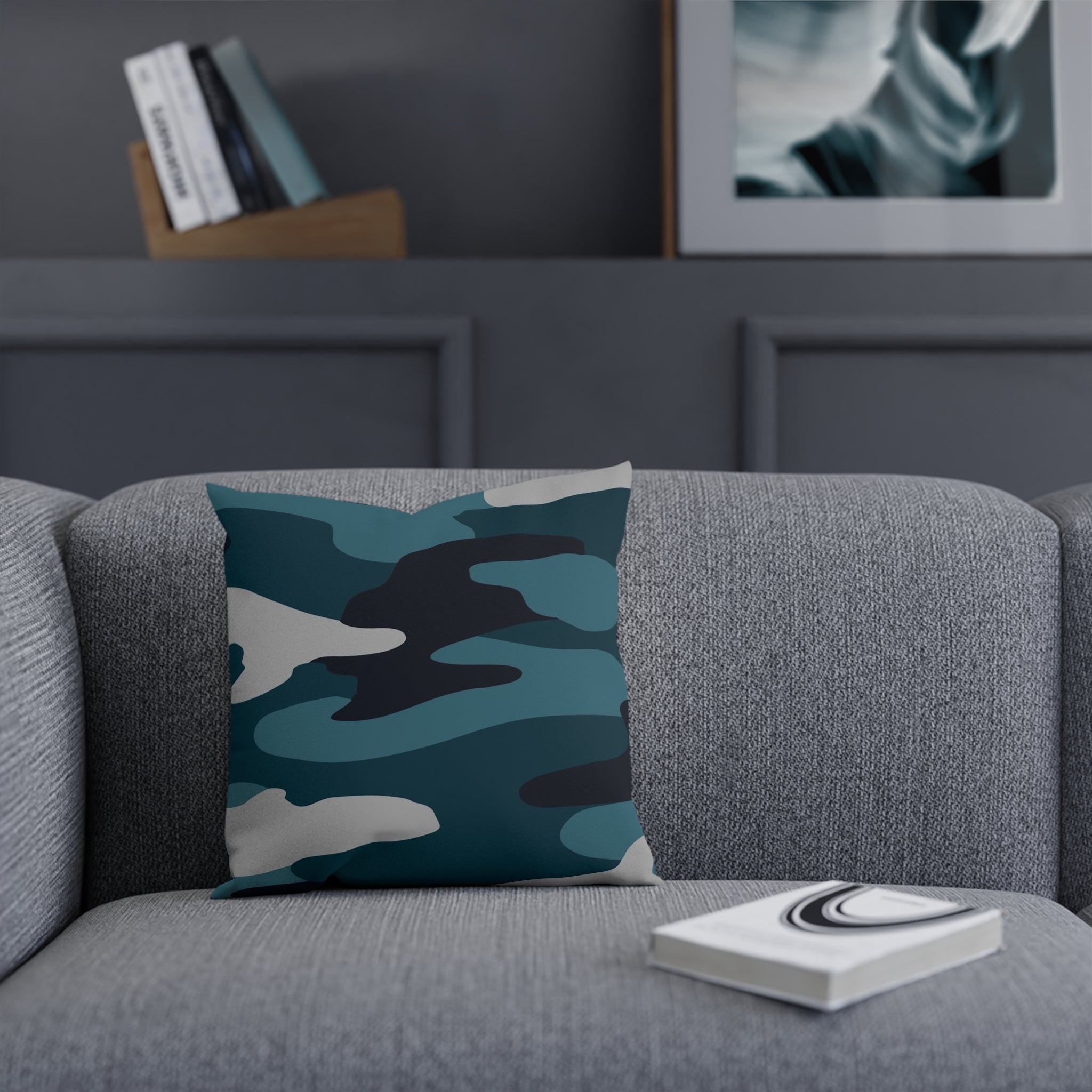 Blue Camouflage Cushion, Artsulli - Art is Long, Life is Short, Home Decor, , , , , , , 