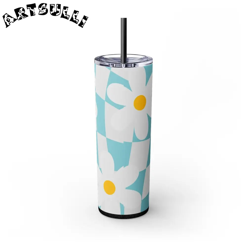 JAKKOUTTHEBXX Trippy Check Garden Skinny Tumbler with Straw 20oz