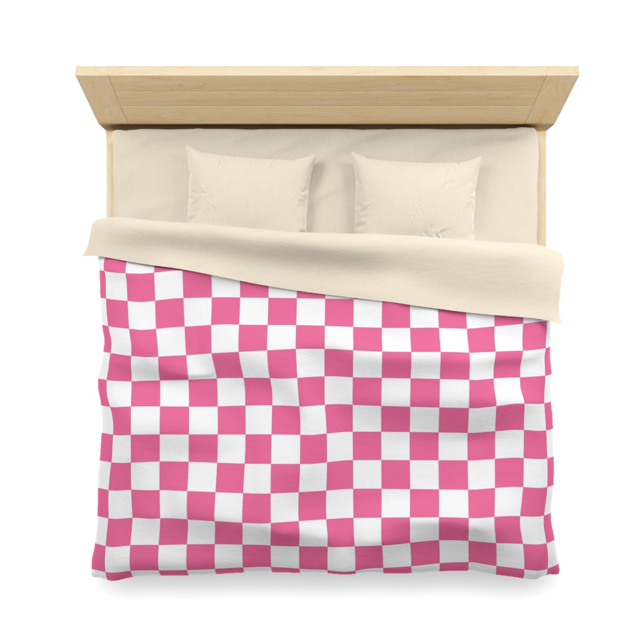 Yuyushiki Pink Check Microfiber Duvet Cover, Artsulli - Art is Long, Life is Short, Home Decor, , , , , , , 
