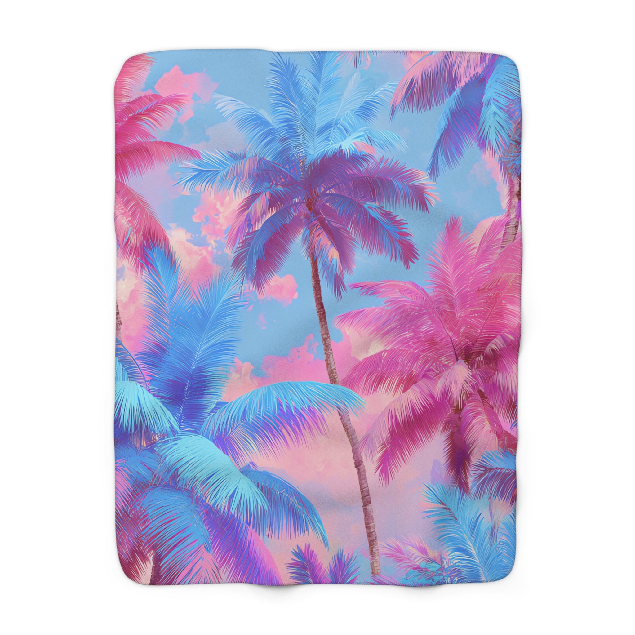 Ethereal Pastel Palms Sherpa Fleece Blanket, Artsulli - Art is Long, Life is Short, Home Decor, Size, 50" × 60", , , , , 27984015115767961404