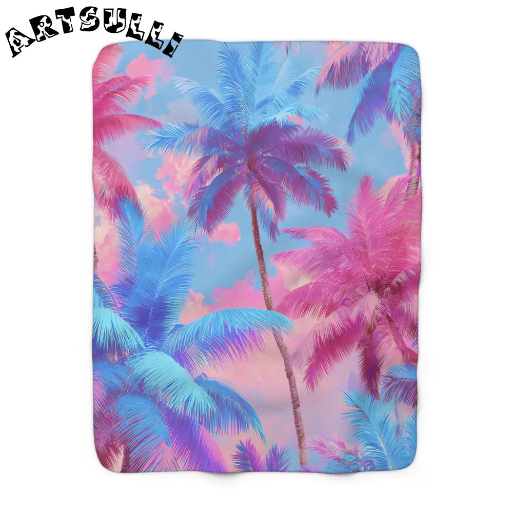 JAKKOUTTHEBXX Ethereal Pastel Palms Sherpa Fleece Blanket