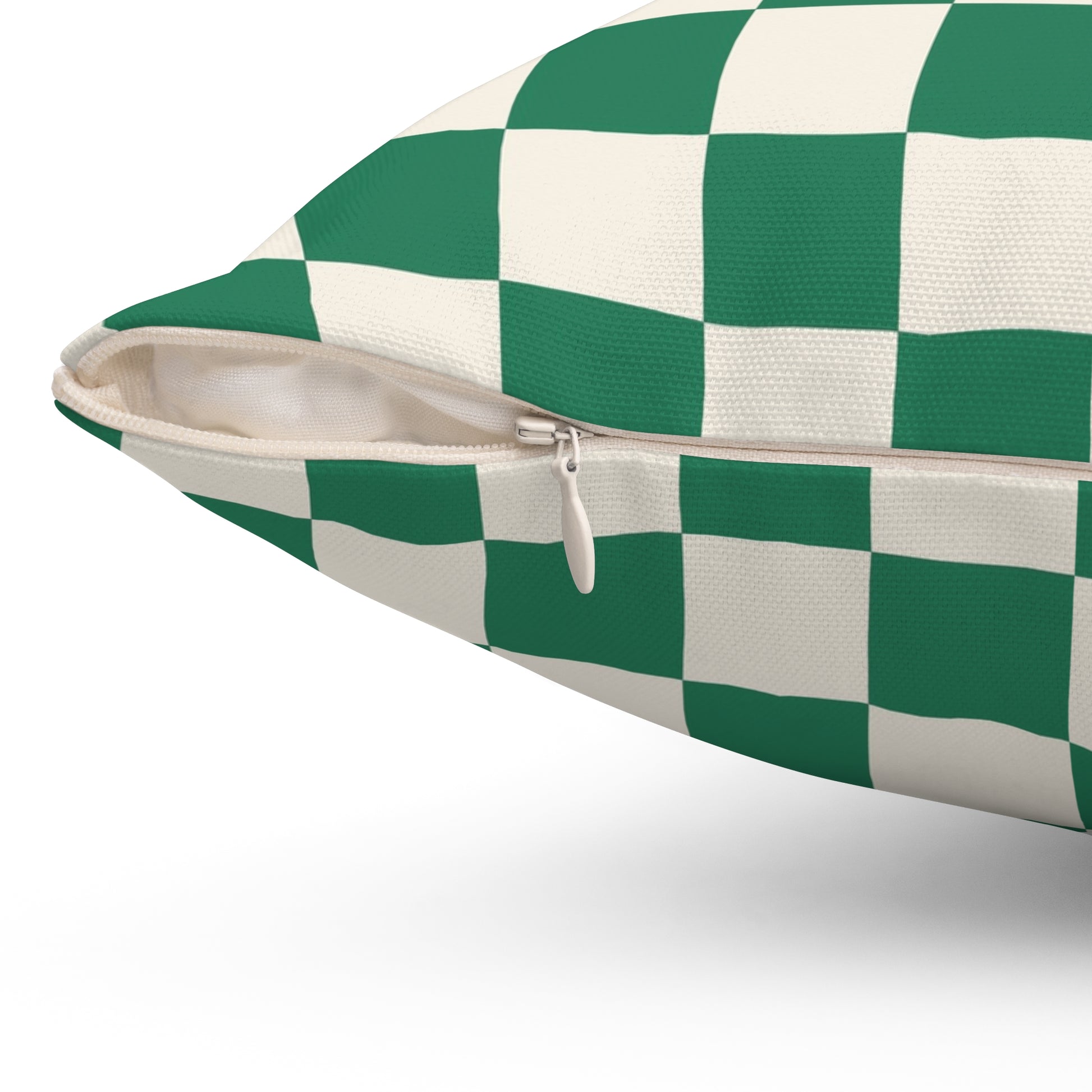 Checkerboard Dark Green Spun Polyester Square Pillow, Artsulli - Art is Long, Life is Short, Home Decor, , , , , , , 