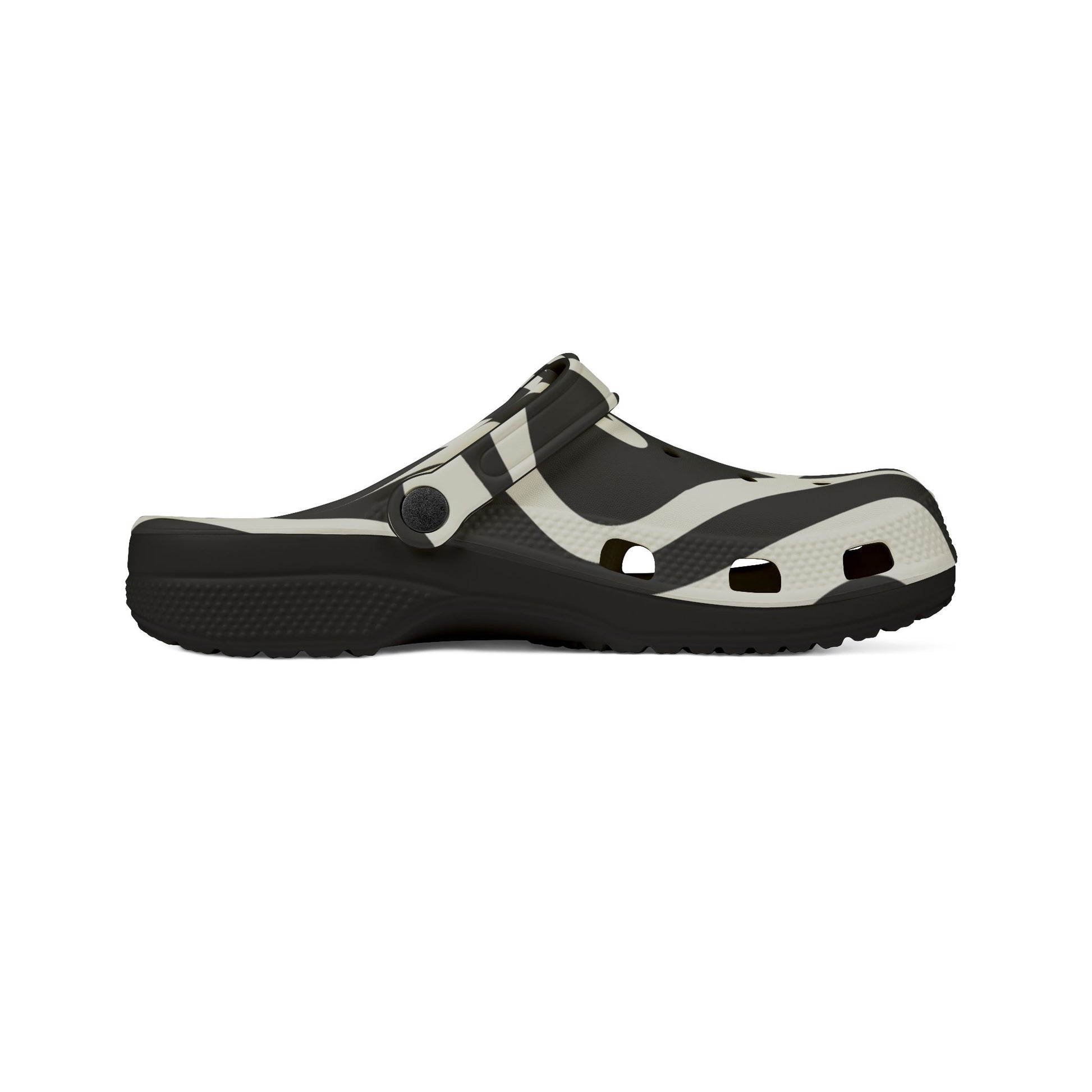 Melting Zebra Stripes Black and White EVA Foam Rubber Shoes (AOP), Artsulli - Art is Long, Life is Short, Shoes, , , , , , , 
