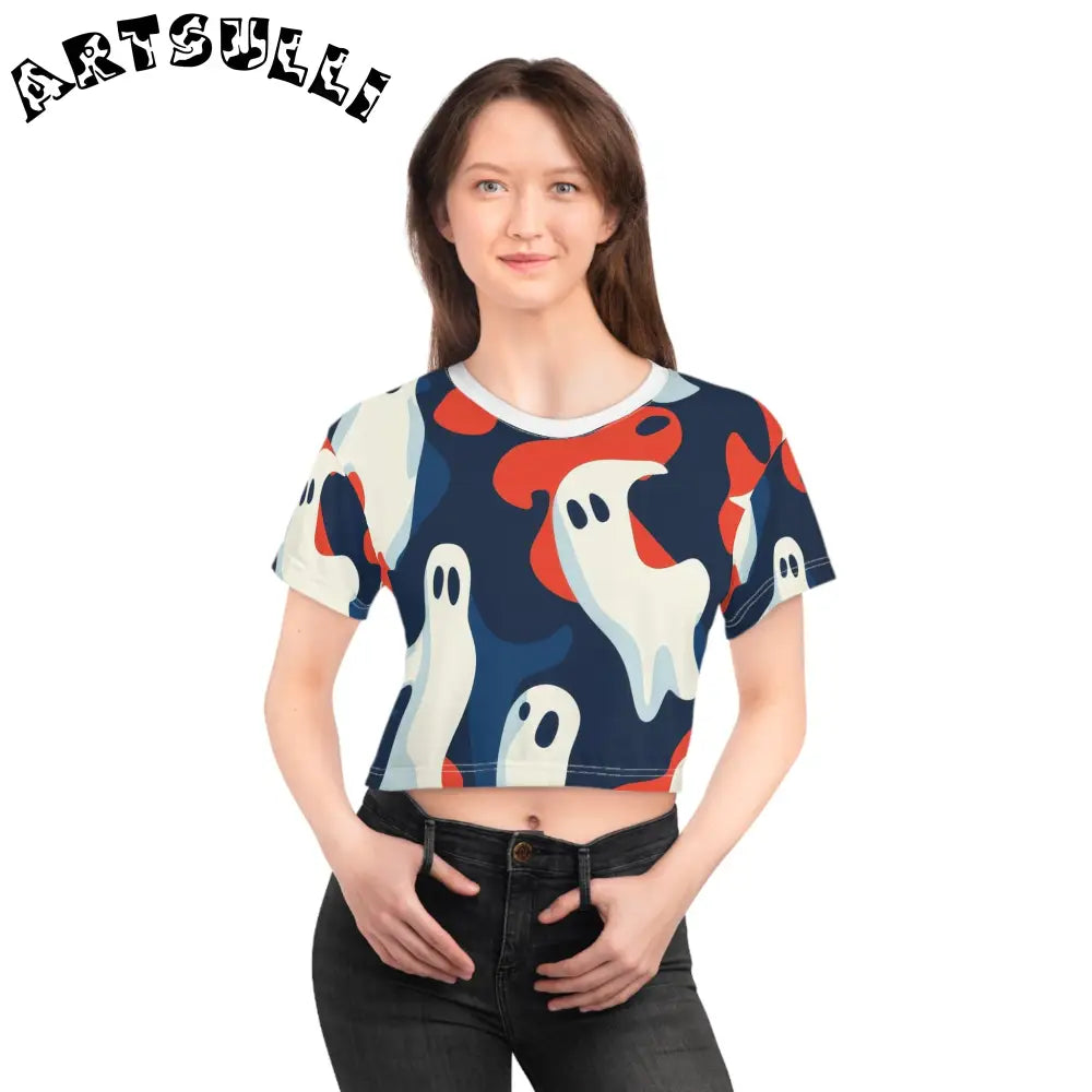 JAKKOUTTHEBXX Camo Ghosts Crop Tee (AOP) JAKKOUTTHEBXX Artsulli
