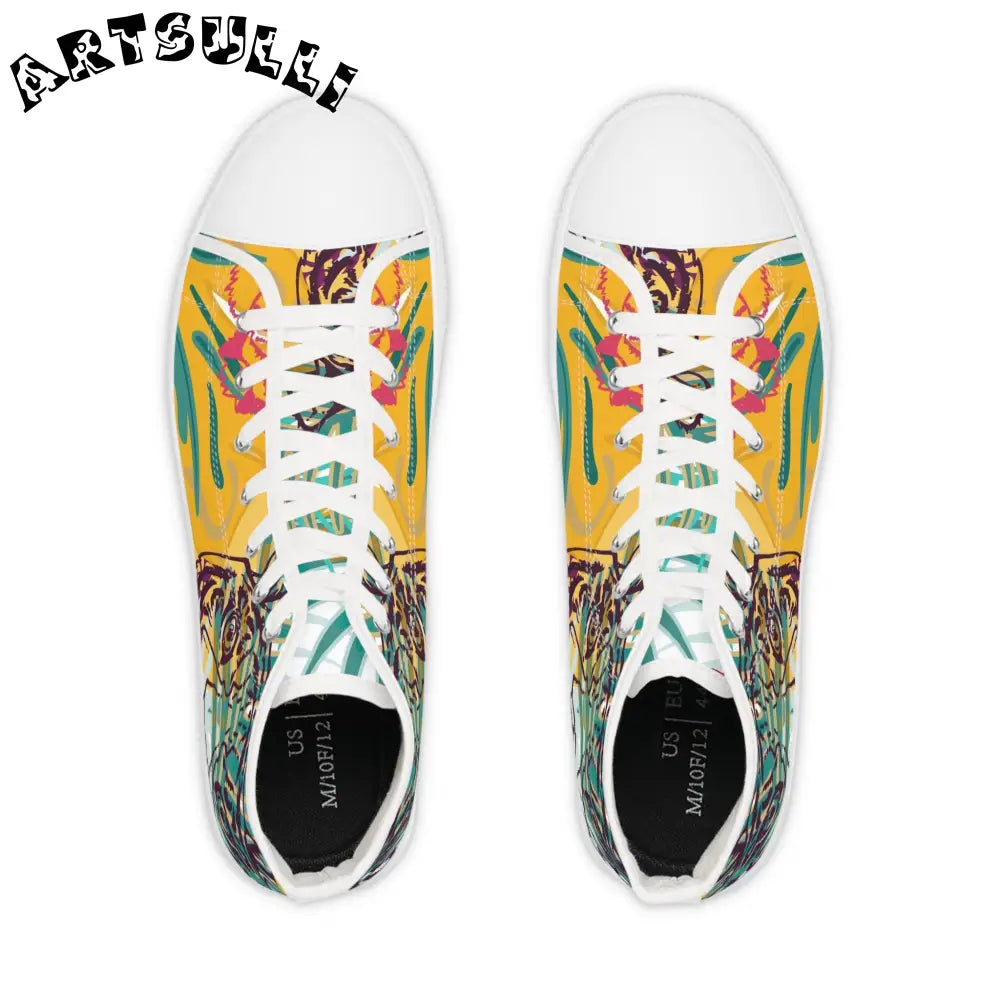 JAKKOUTTHEBXX Tropical Jungle Tigers Brown and Green Men’s High Top