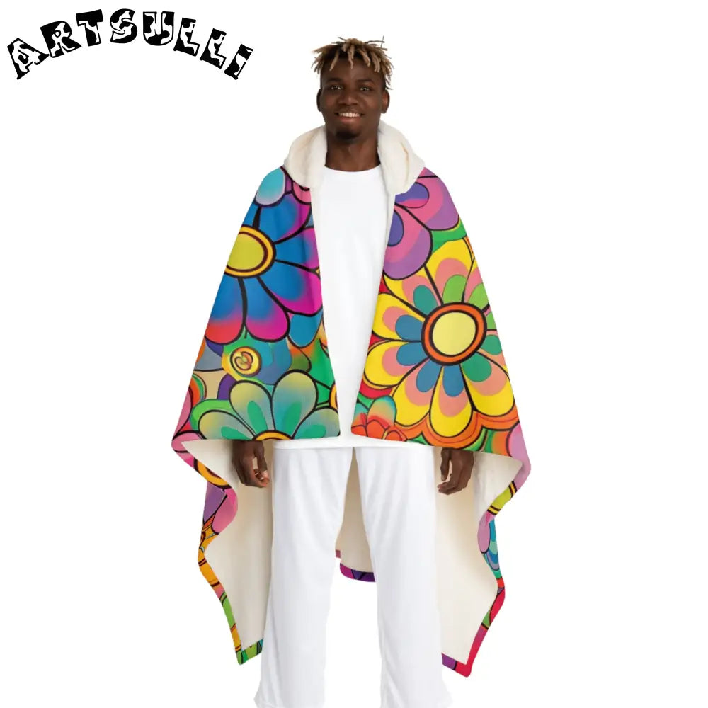 JAKKOUTTHEBXX Chromatic Daisy Dream Hooded Sherpa Fleece Blanket