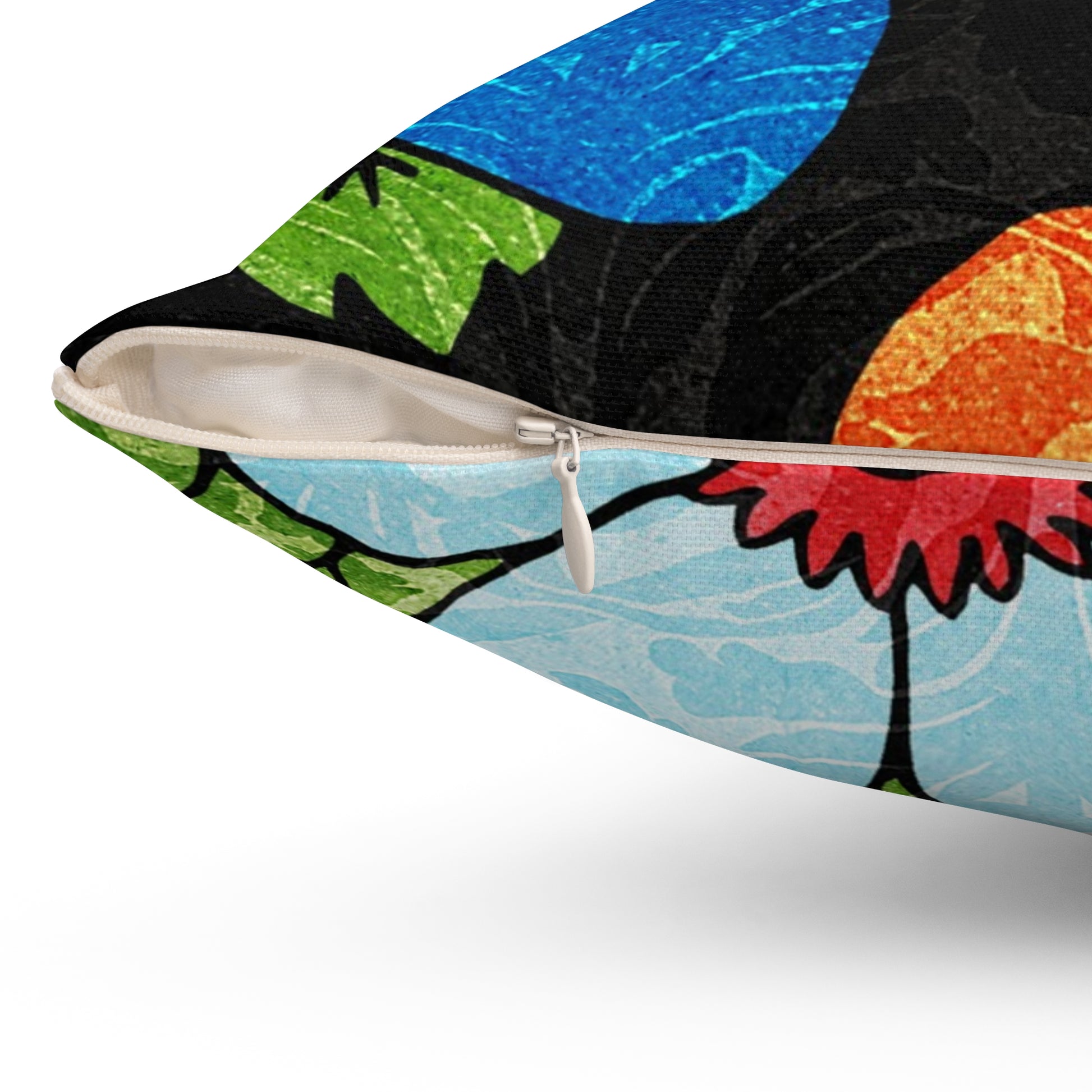 Groovy Black Floral Kl Spun Polyester Square Pillow, Artsulli - Art is Long, Life is Short, Home Decor, , , , , , , 