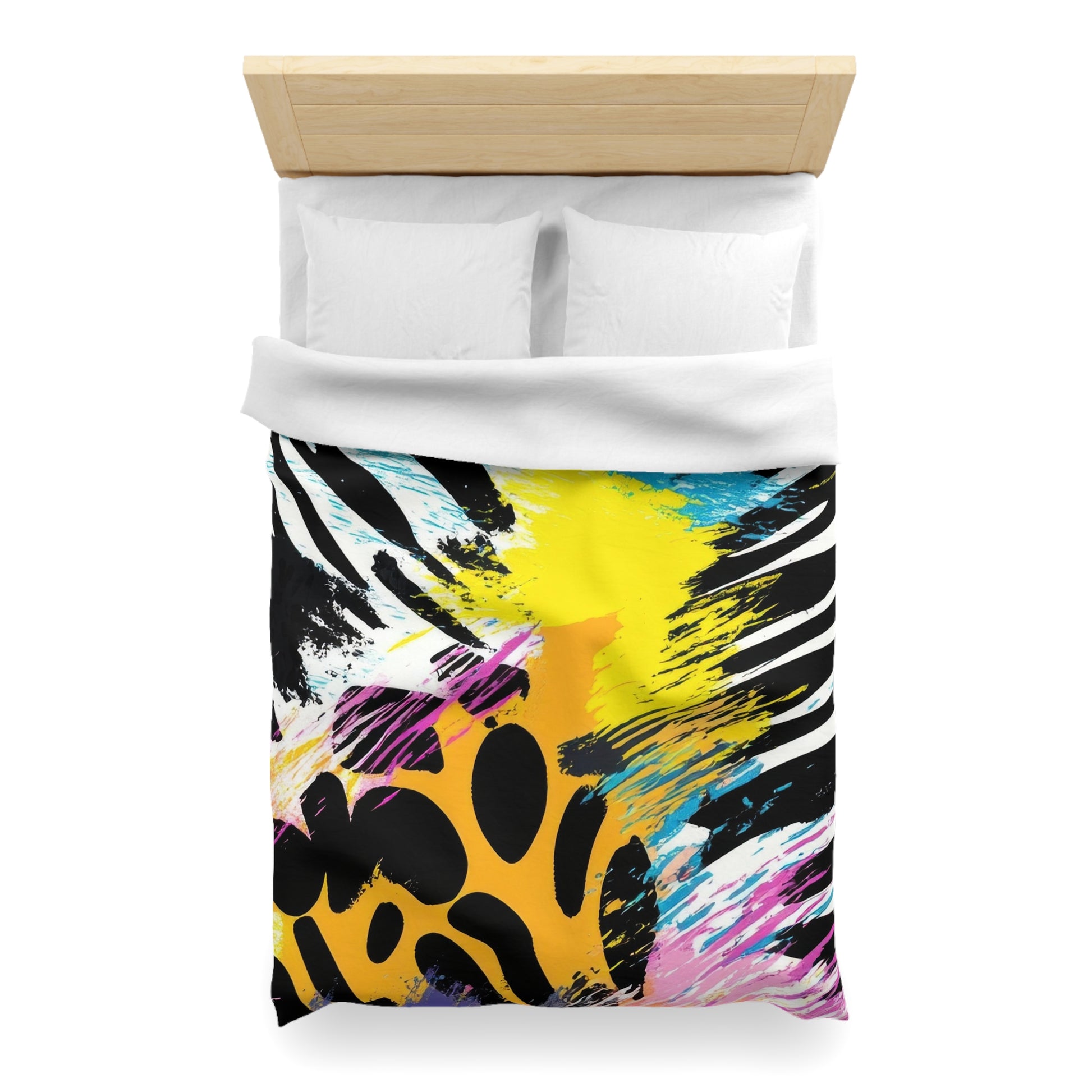Zebra Stripes x Leapord Print x Paint Splatter Multi-Color Microfiber Duvet Cover, Artsulli - Art is Long, Life is Short, Home Decor, , , , , , , 
